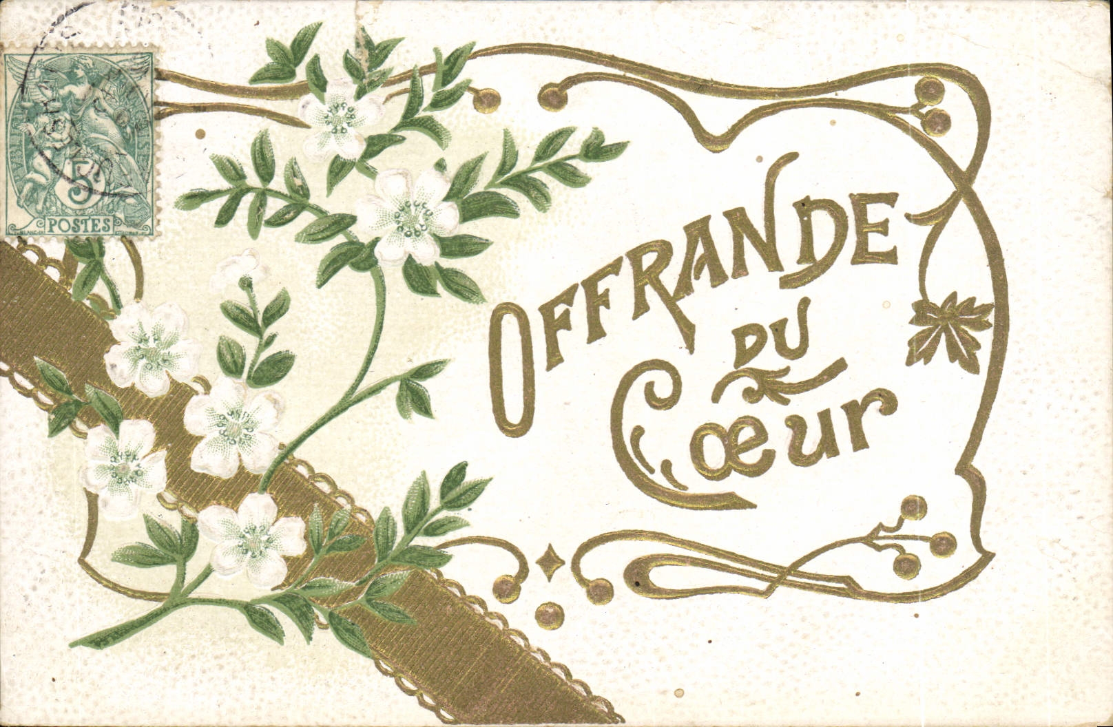 Vintage Postcard Fantasy Flowers Offering of the heart