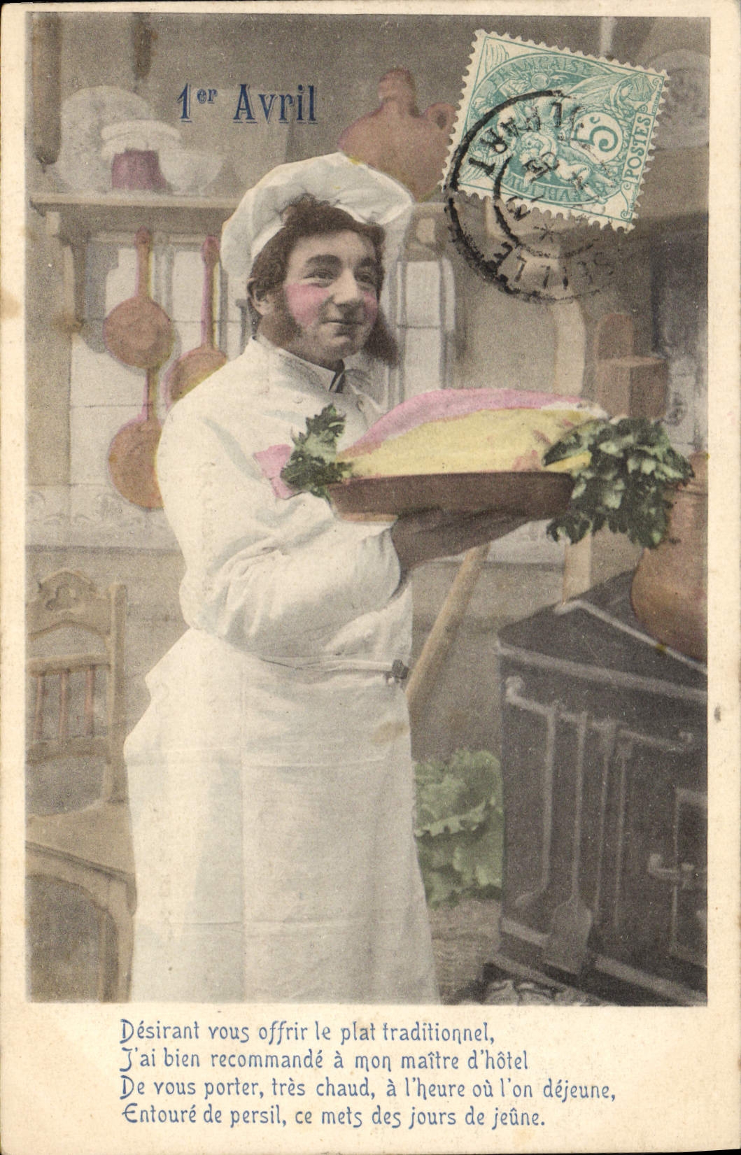 CPA Cuisine 1er Avril Cuisinier 