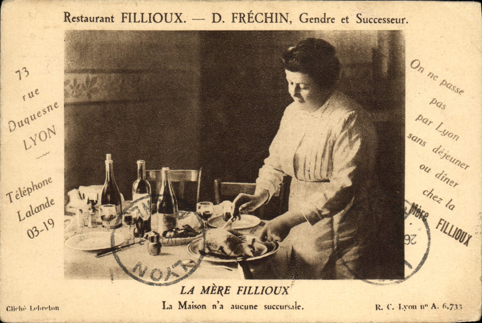 CPA Cuisine Restaurant Fillioux Frechin La mere Fillioux Rue Duquesne Lyon
