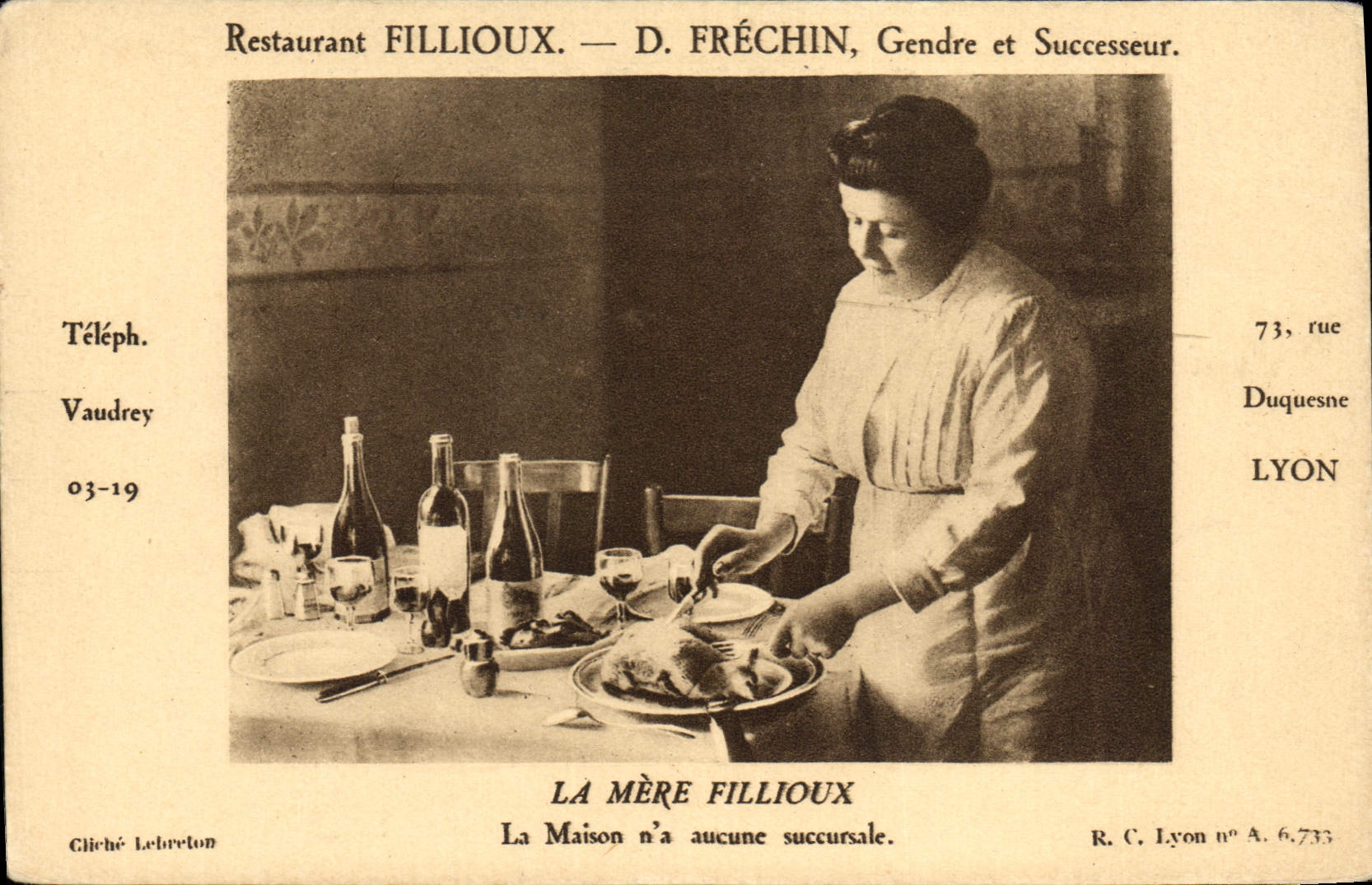 CPA Cuisine Restaurant Fillioux Frechin La mere Fillioux Rue Duquesne Lyon