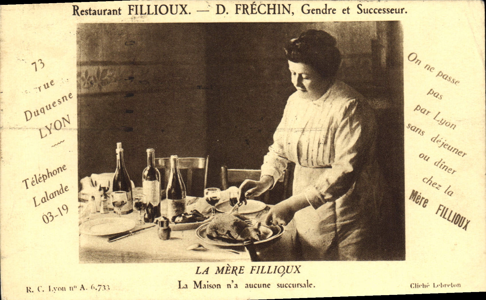 CPA Cuisine Restaurant Fillioux Frechin La mere Fillioux Rue Duquesne Lyon