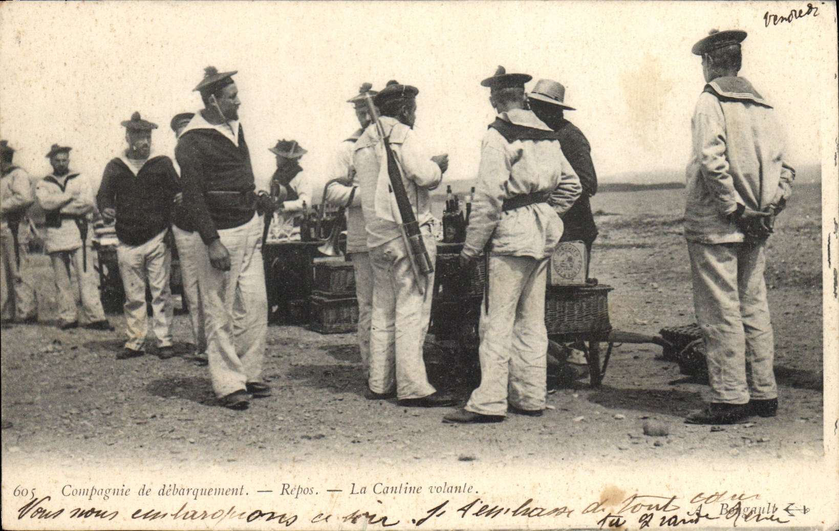 CPA Cuisine Compagnie de debarquement Repos La cantine volante Militaria Marins