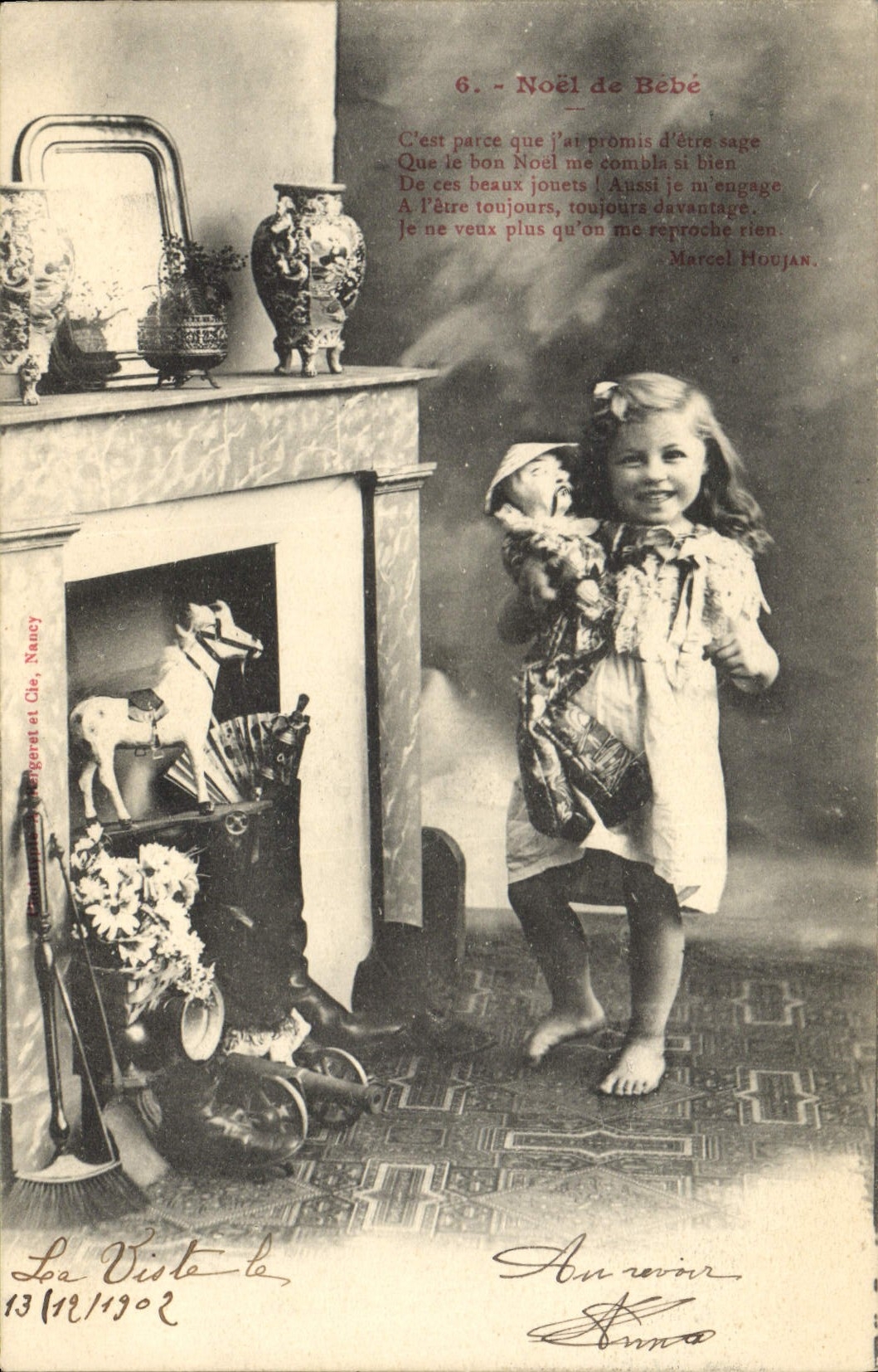 Vintage Postcard Fantasy Child Christmas de Bebe Horse