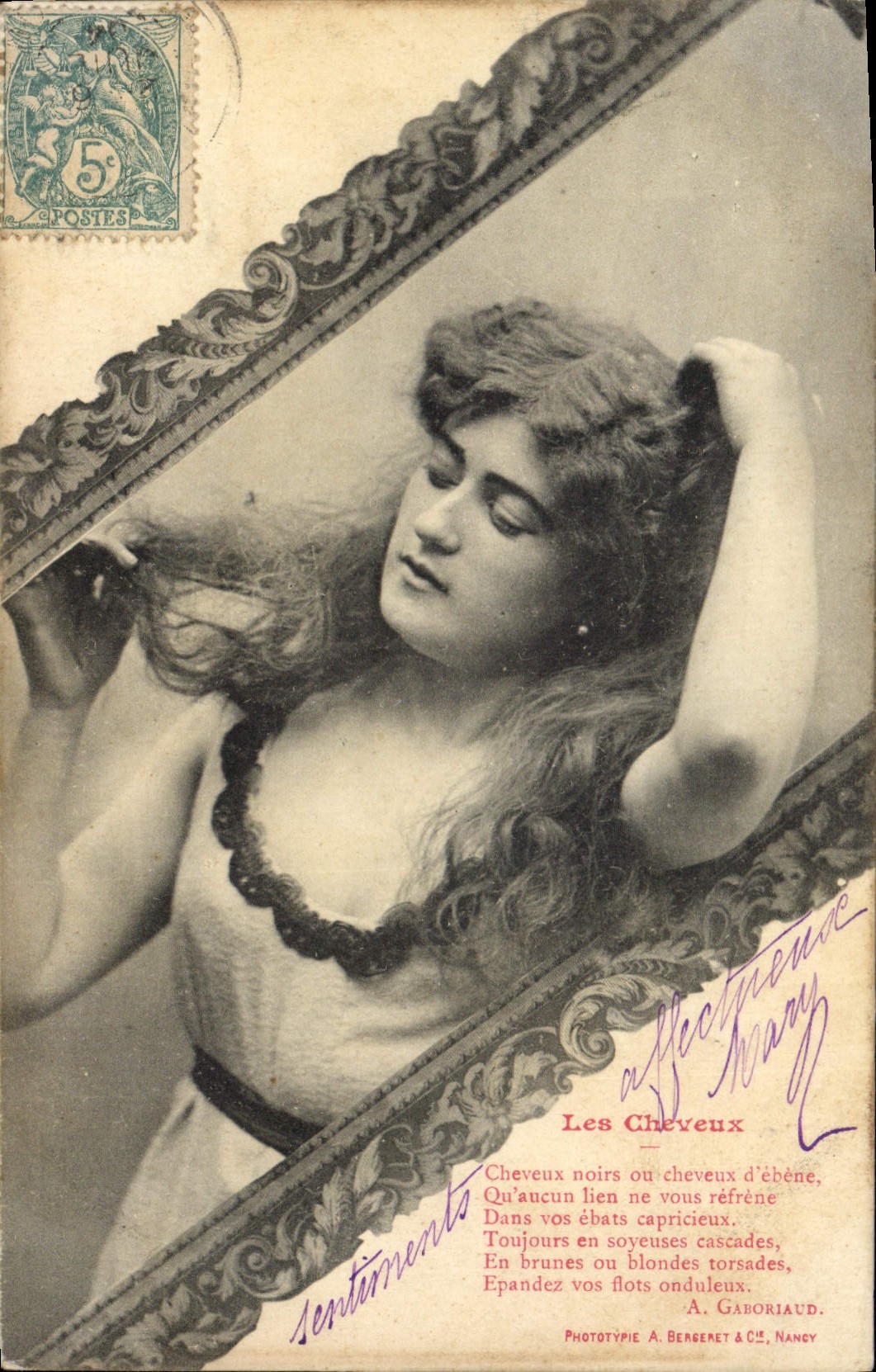 Vintage Postcard Fantasy Woman the hair