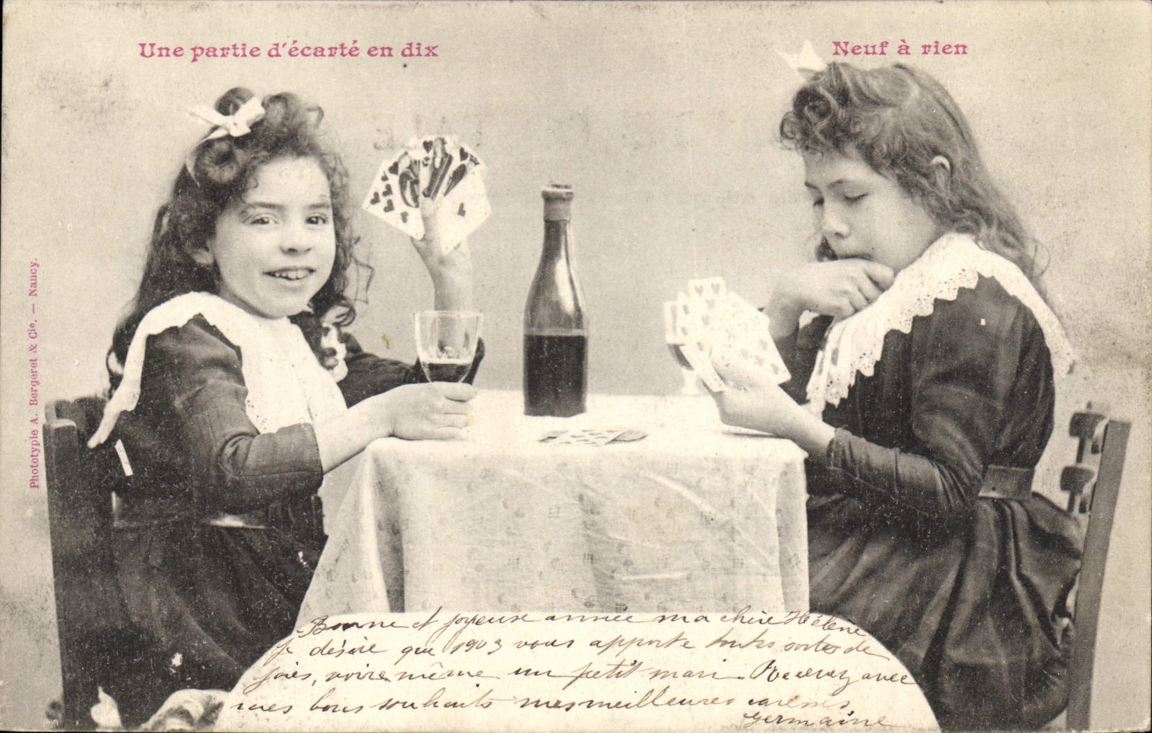 Vintage Postcard Fantaisie Children part of isolated in ten Nine has anything