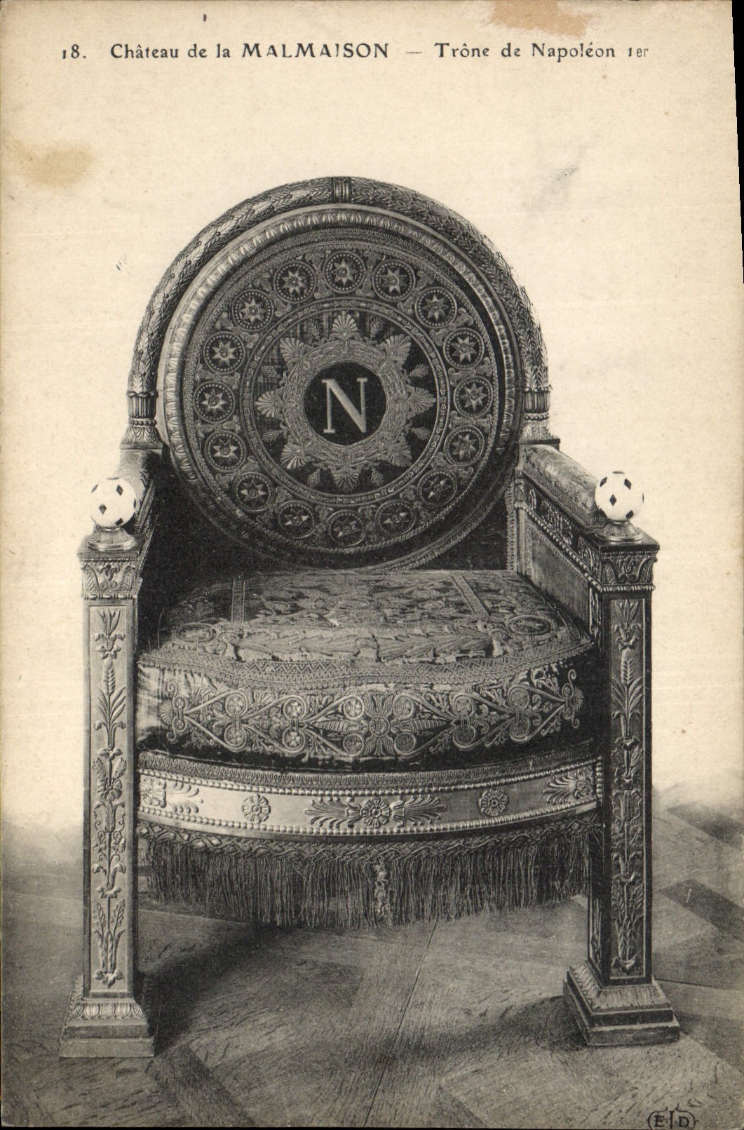 Postal Castillo del Malmaison 1.o Trono de Napoleón