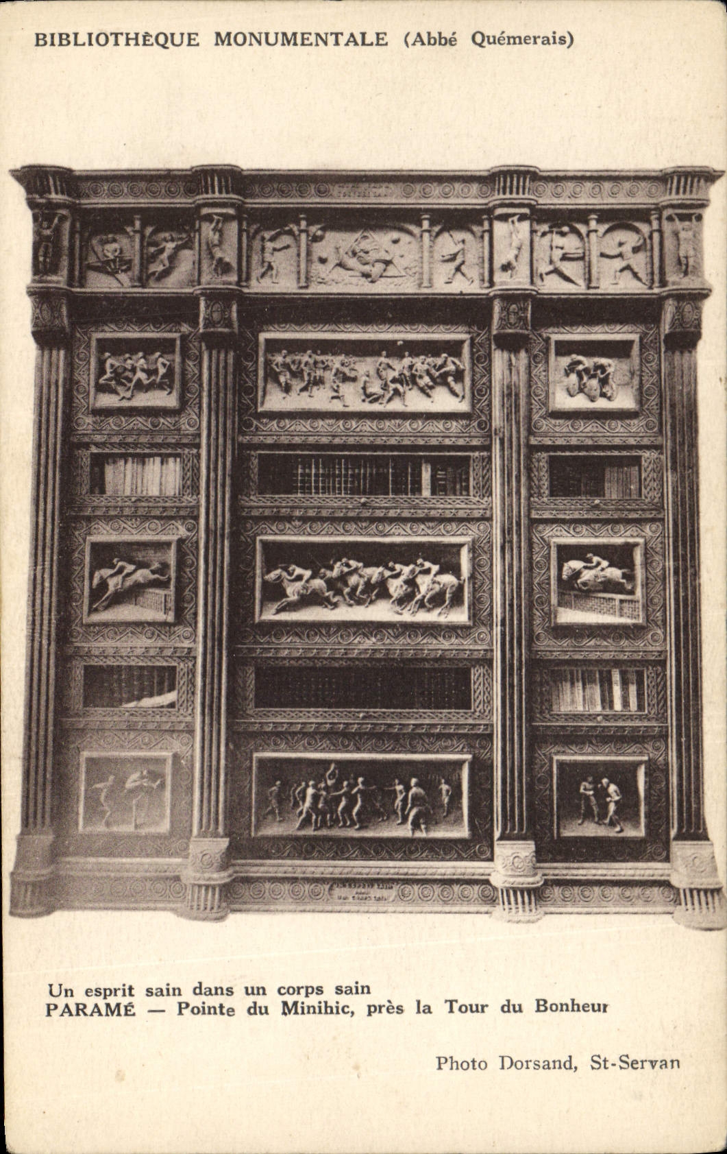 Postal Biblioteca monumental Abad Quemerais a Parame Punta del Minihic cerca de la Vuelta de la felicidad