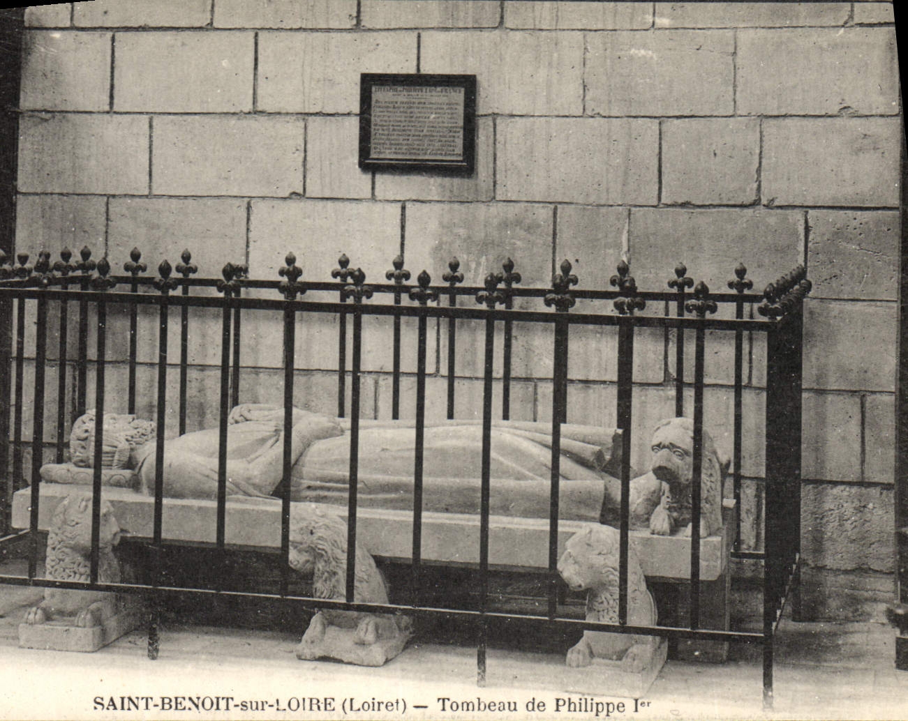 Vintage Postcard Saint Benoit on the Loire Tomb of Philippe 1st