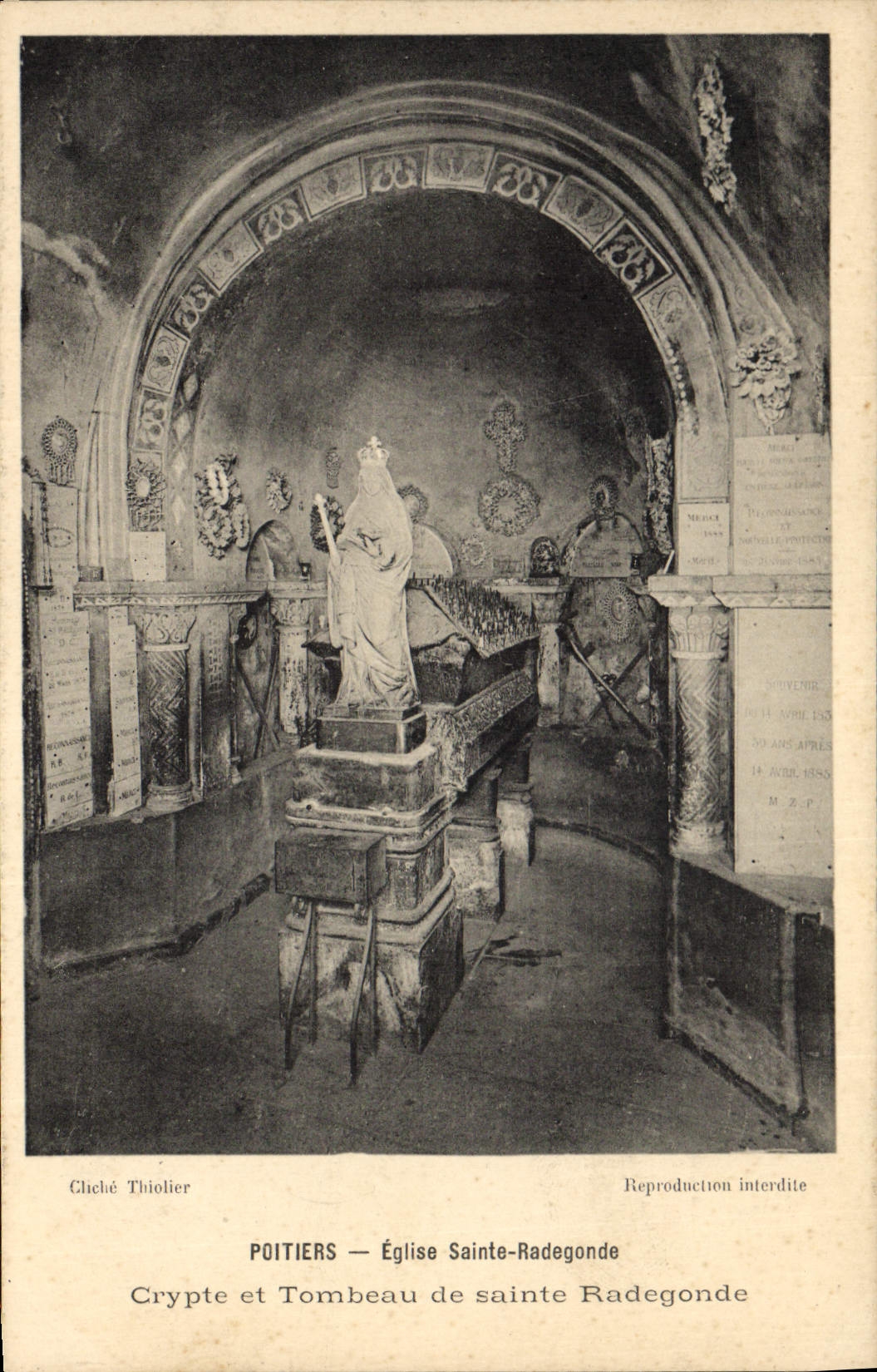 Vintage Postcard Poitiers Holy Church Radegonde Crypt and tomb of Holy Radegonde