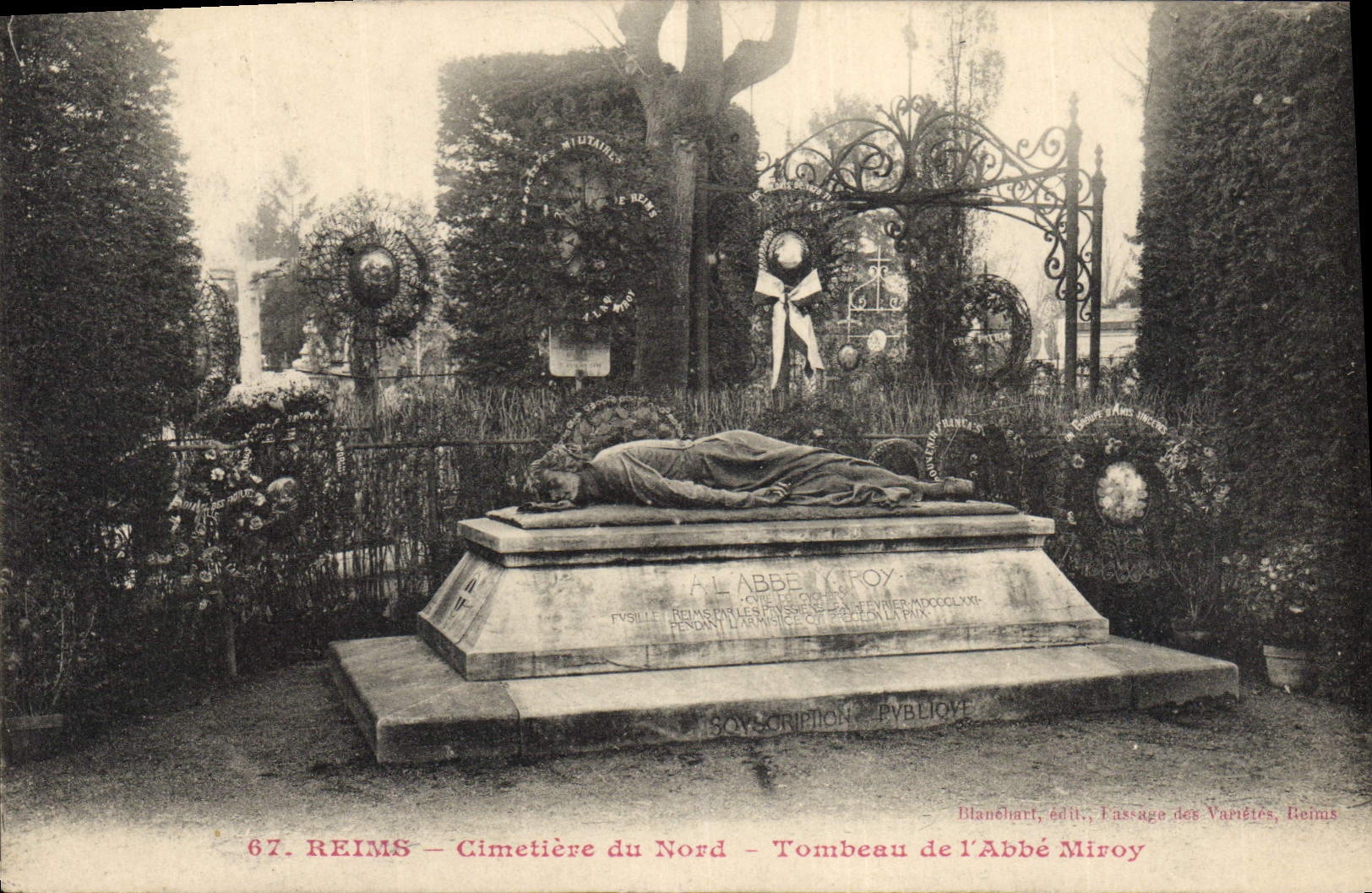 Vintage Postcard Rheims Cemetery of the Northern Tomb of the Miroy abbot