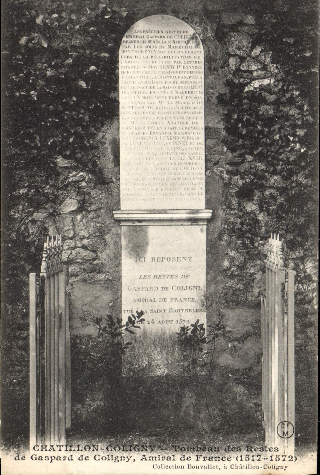 Vintage Postcard Chatillon Coligny Tomb of the remainders of Gaspard de Coligny Admiral de France