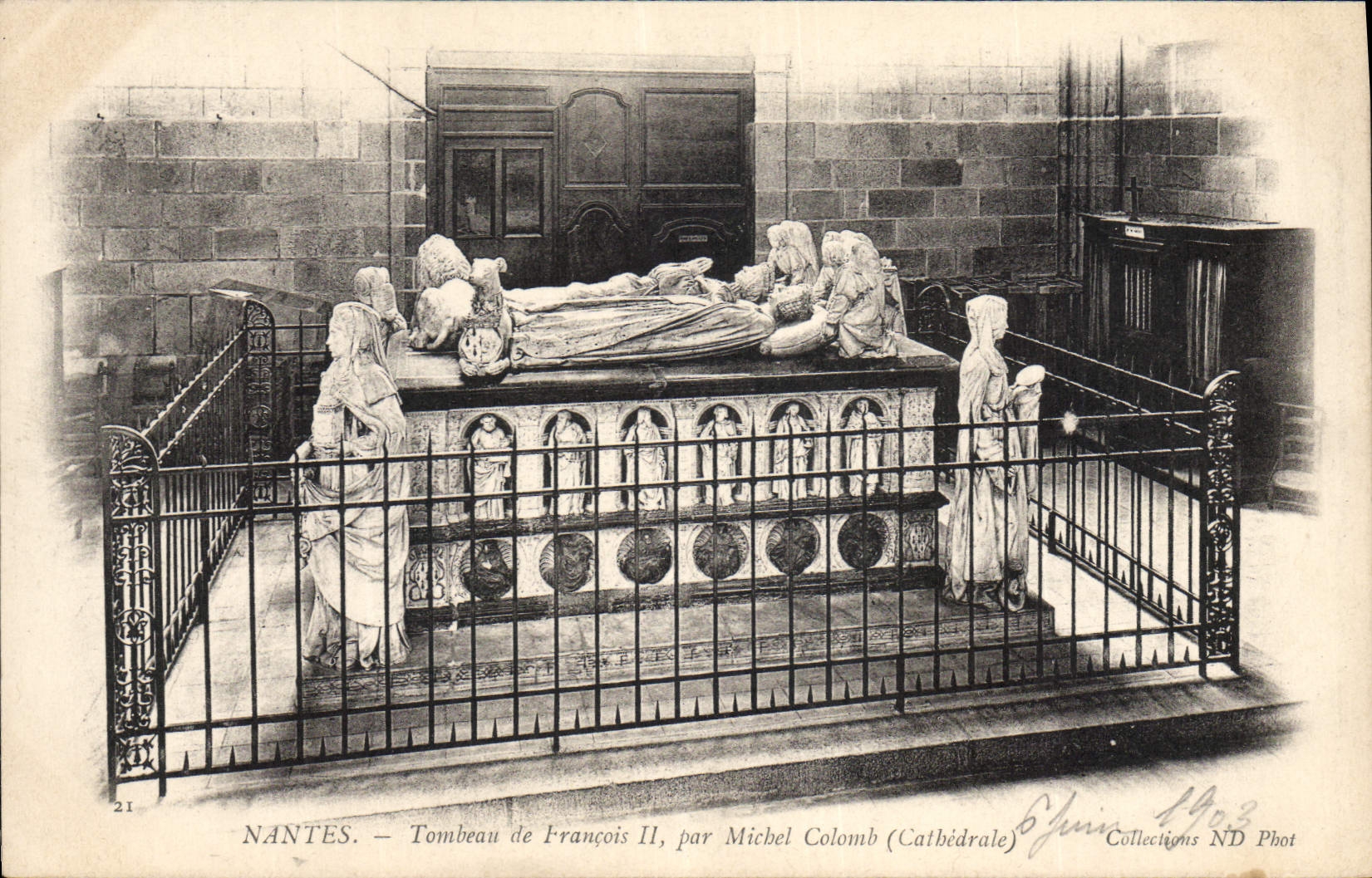 Vintage Postcard Nantes Tomb of François II per Michel Colomb Cathedral