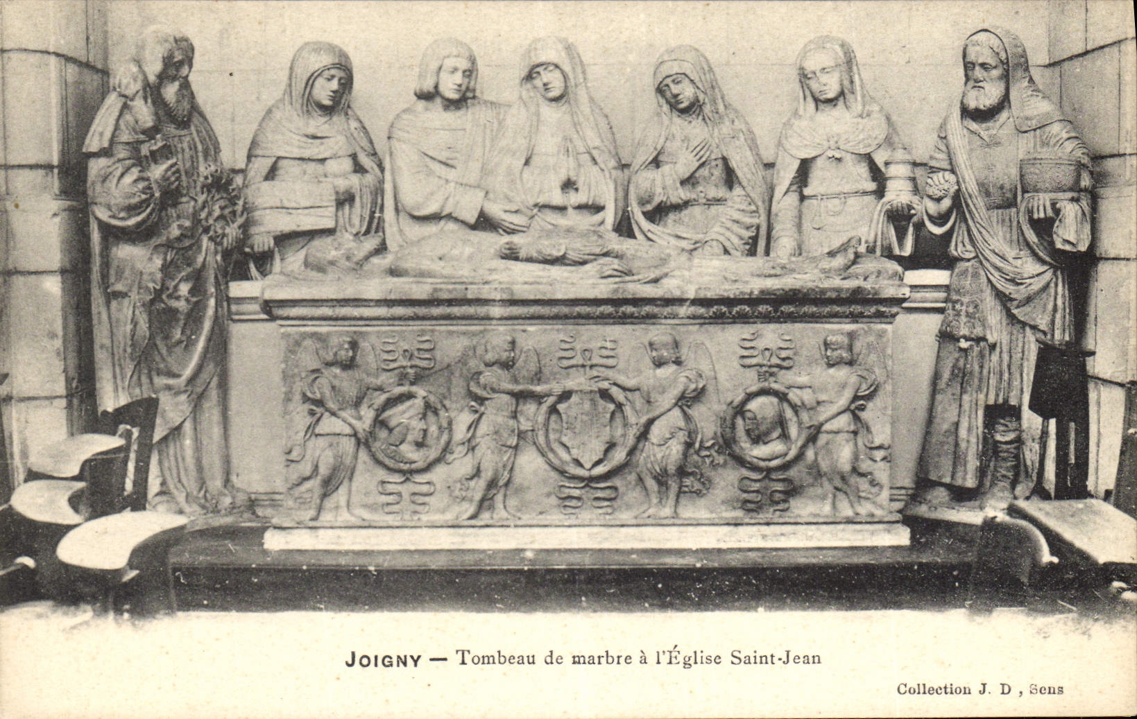 Vintage Postcard Joigny Tomb of Holy marble of the church Jean