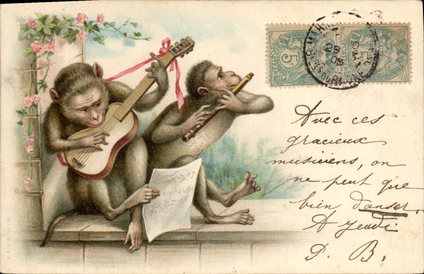 CPA Singe Singes Musique