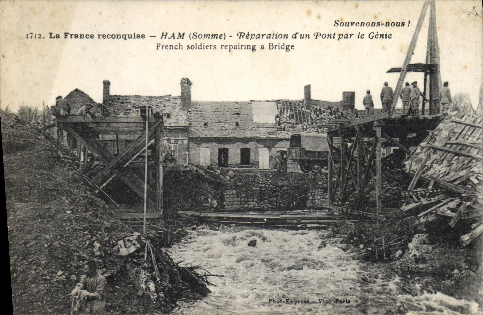 CPA Militaria Ham Reparation d'un pont par le Genie 