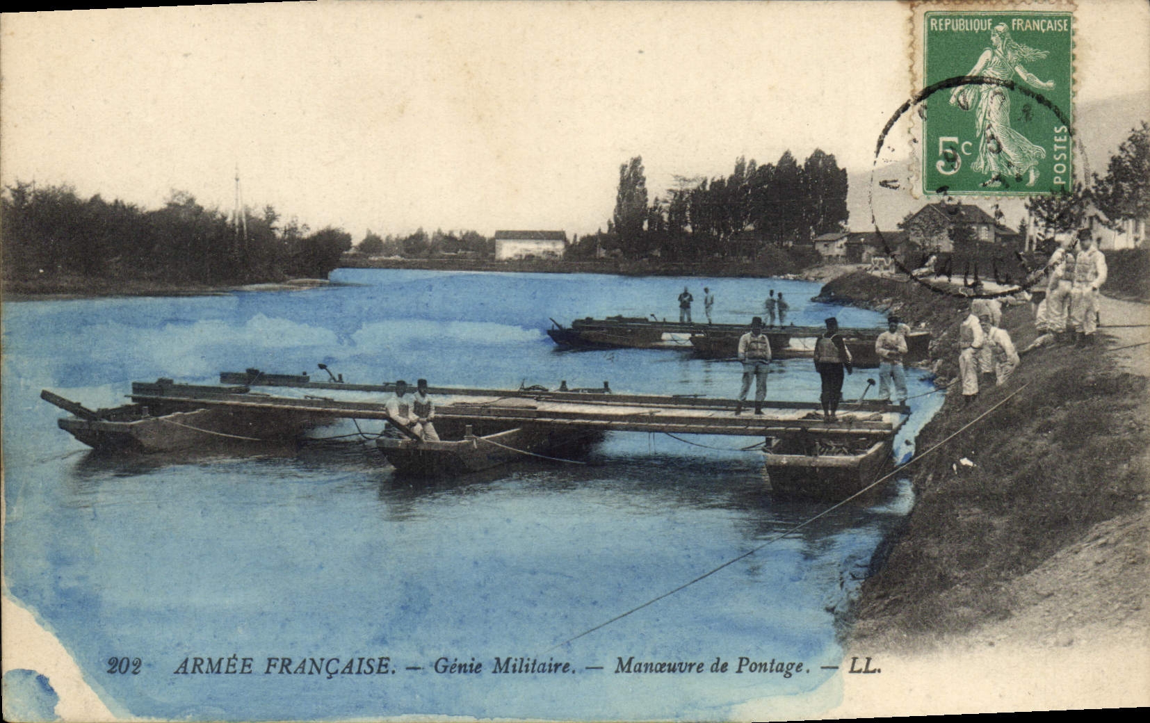 Vintage Postcard military Militaria Engineering Operates bridging