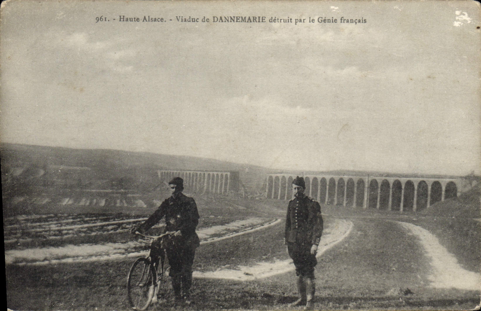 Vintage Postcard Militaria Viaduct of Dannemarie destroyed by the French genius