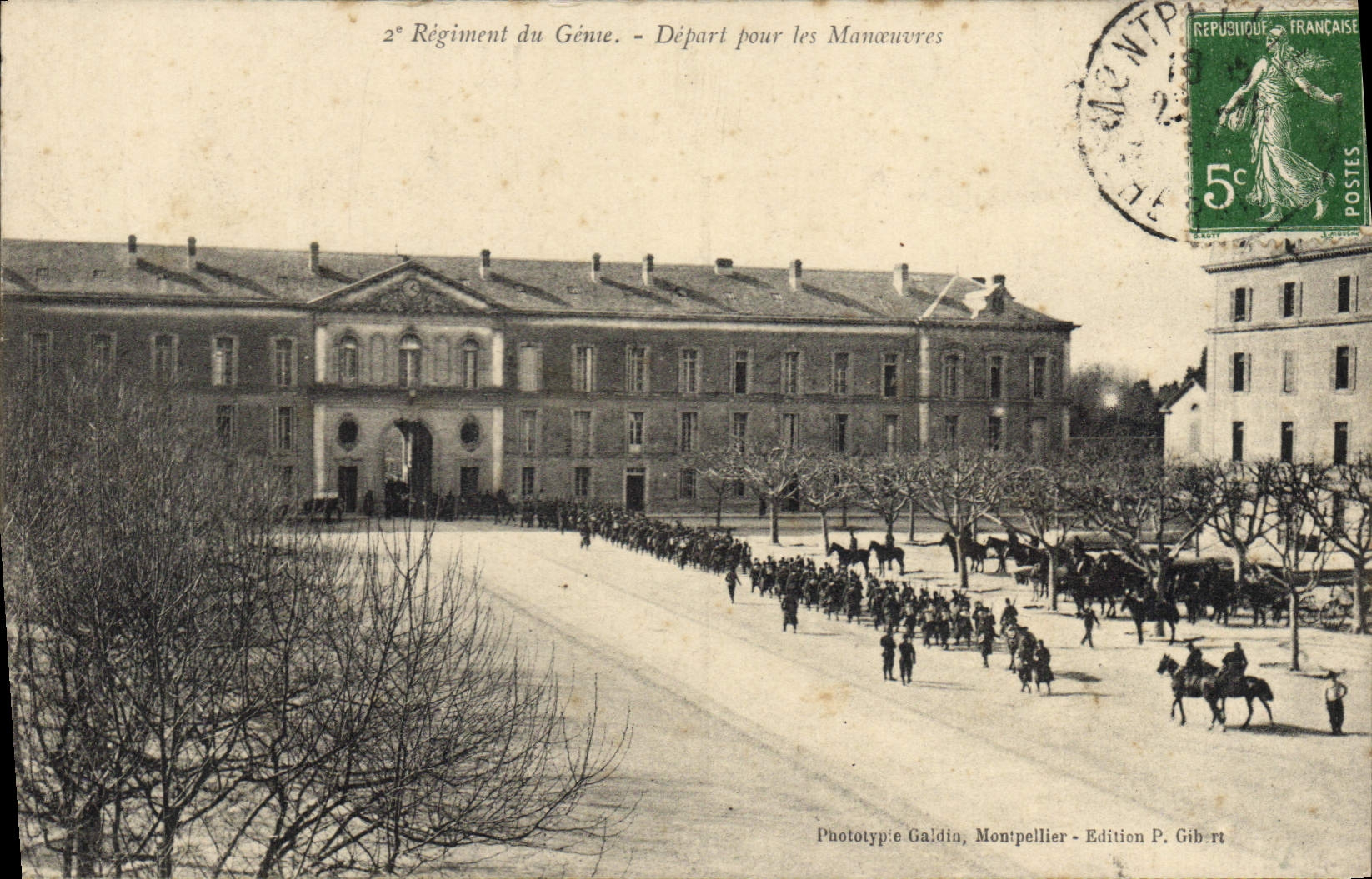 Vintage Postcard Militaria 2nd Regiment of the Genius Departure for the operations
