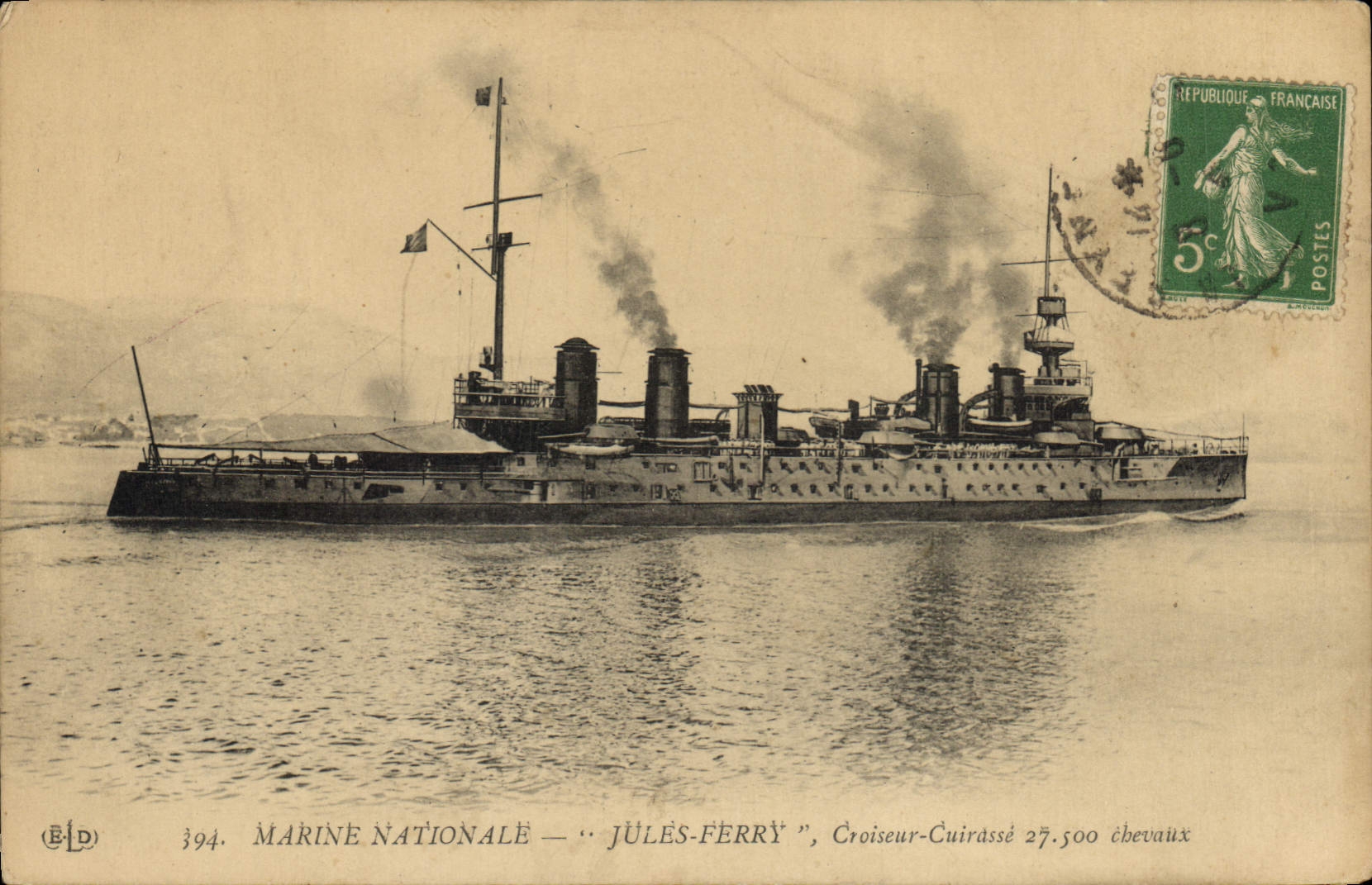 CPA Bateau Jules Ferry Croiseur Cuirasse 