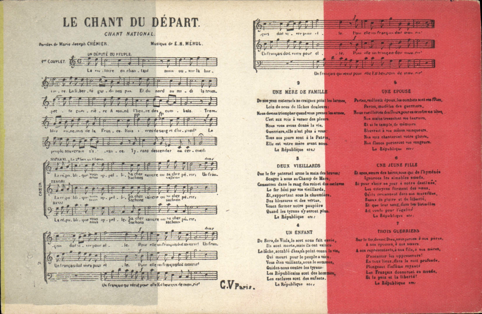 Vintage Postcard song of the departure national Song Chenier Megul