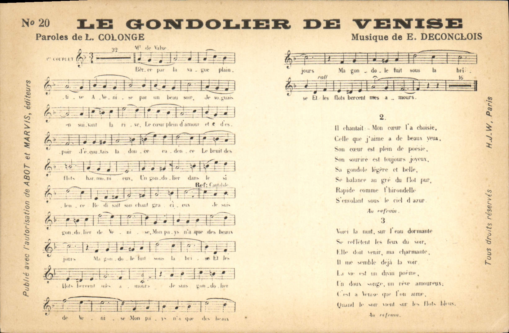 CPA Le gondolier de Venise Colonge Deconclois 