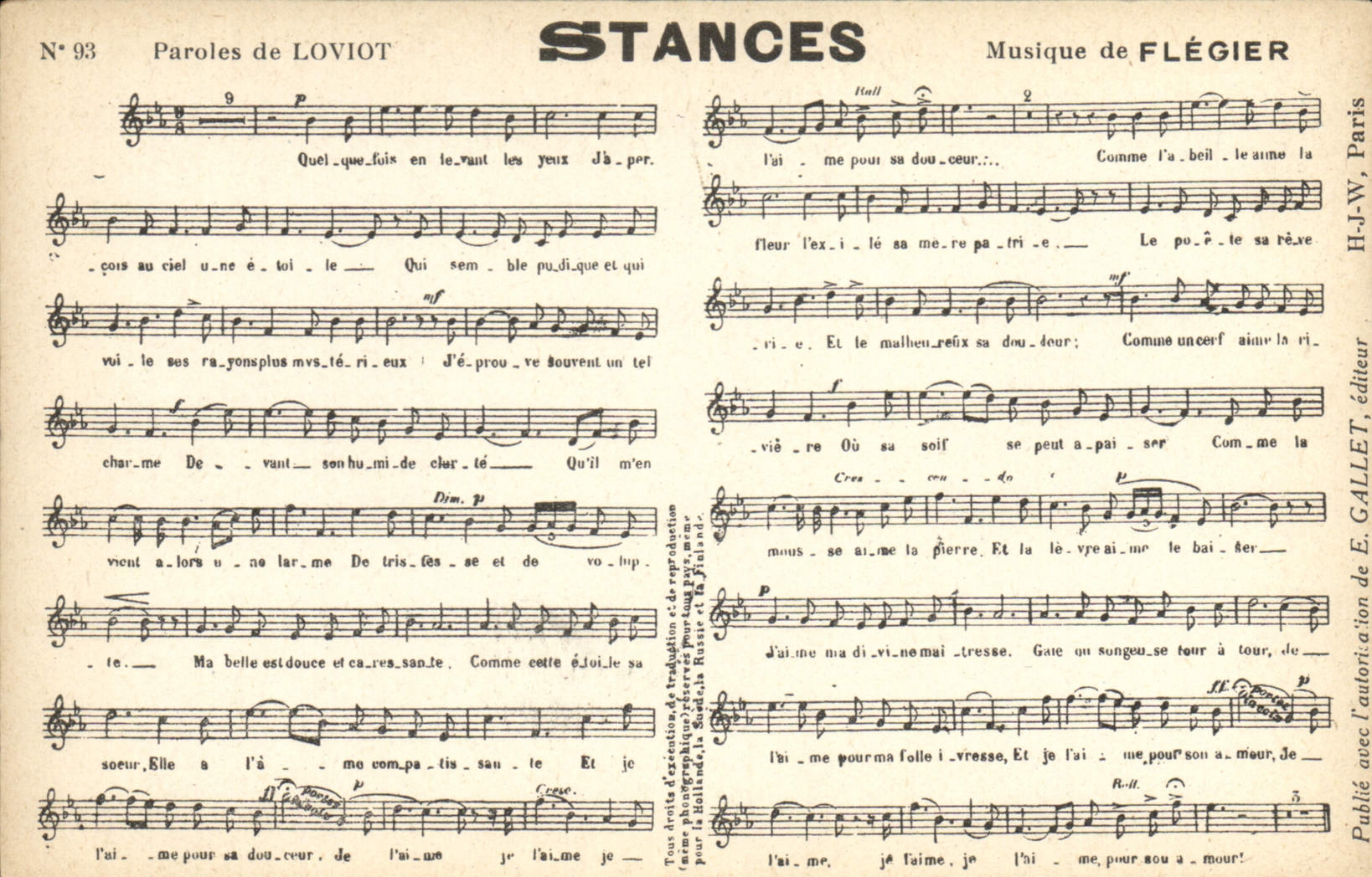 Vintage Postcard Stanzas loviot Flegier