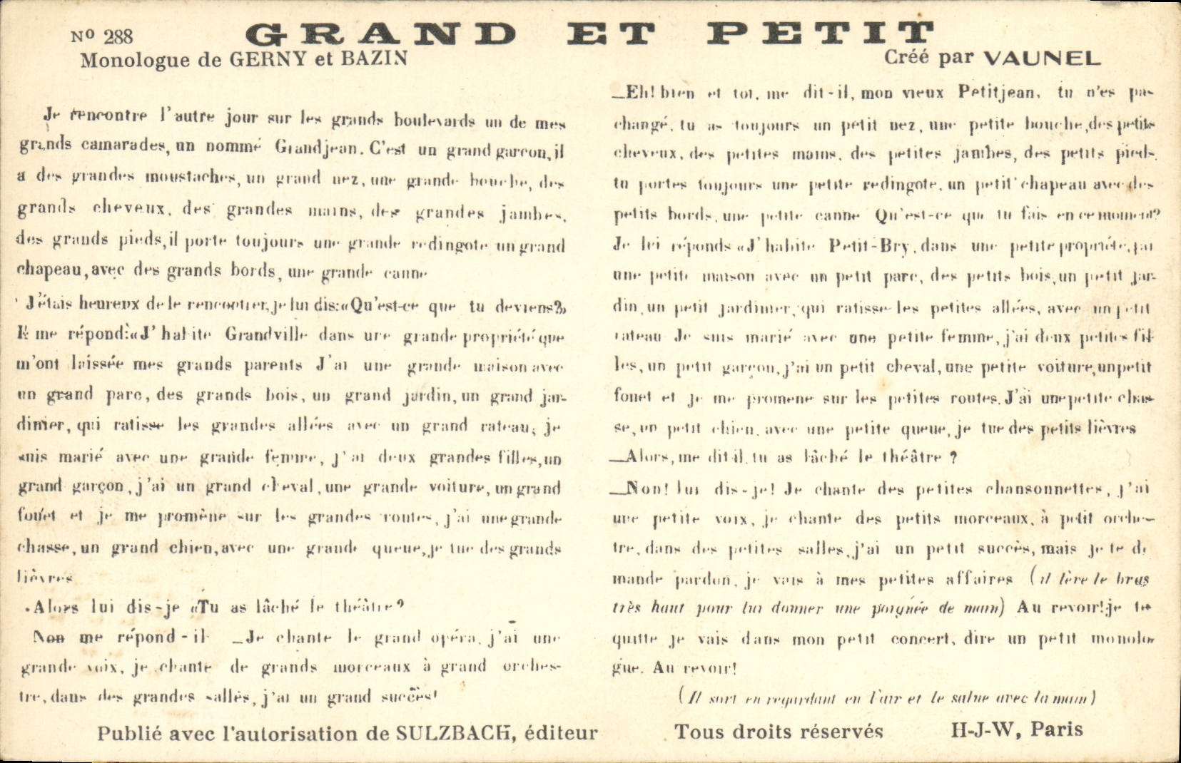 Vintage Postcard Large and small Gerny Bazin Vaunel