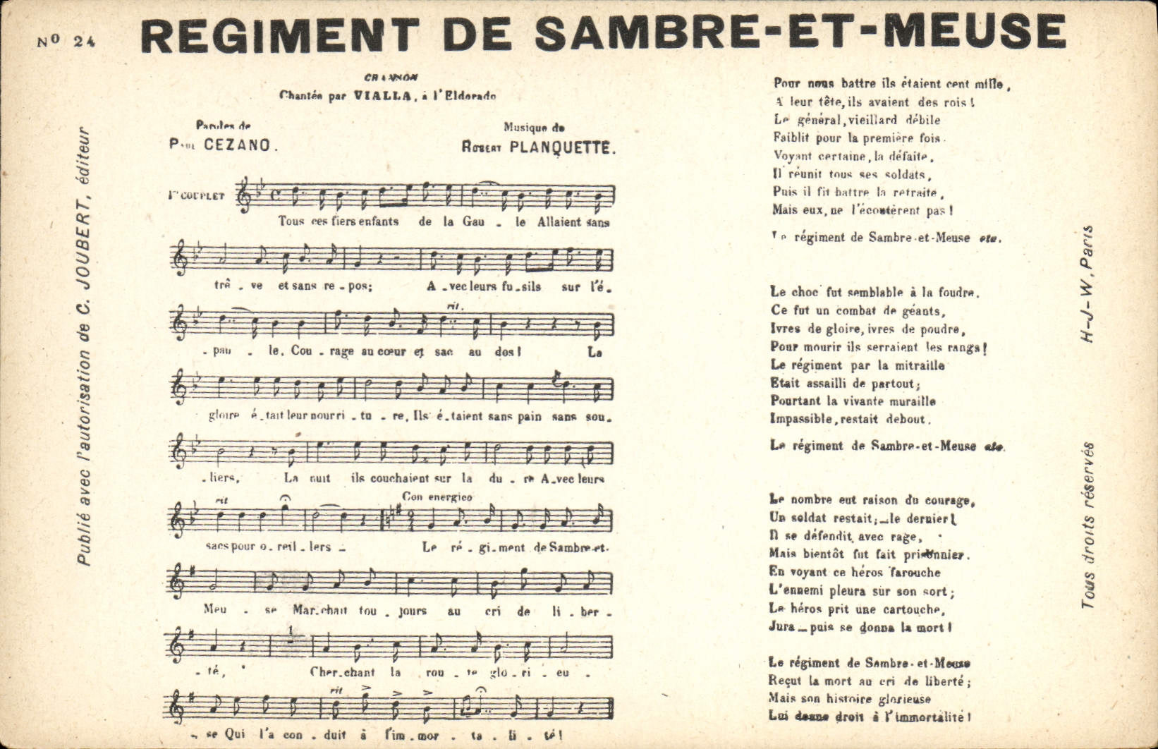 Vintage Postcard Regiment of Sambre and Meuse Cezano Rozier Planquette