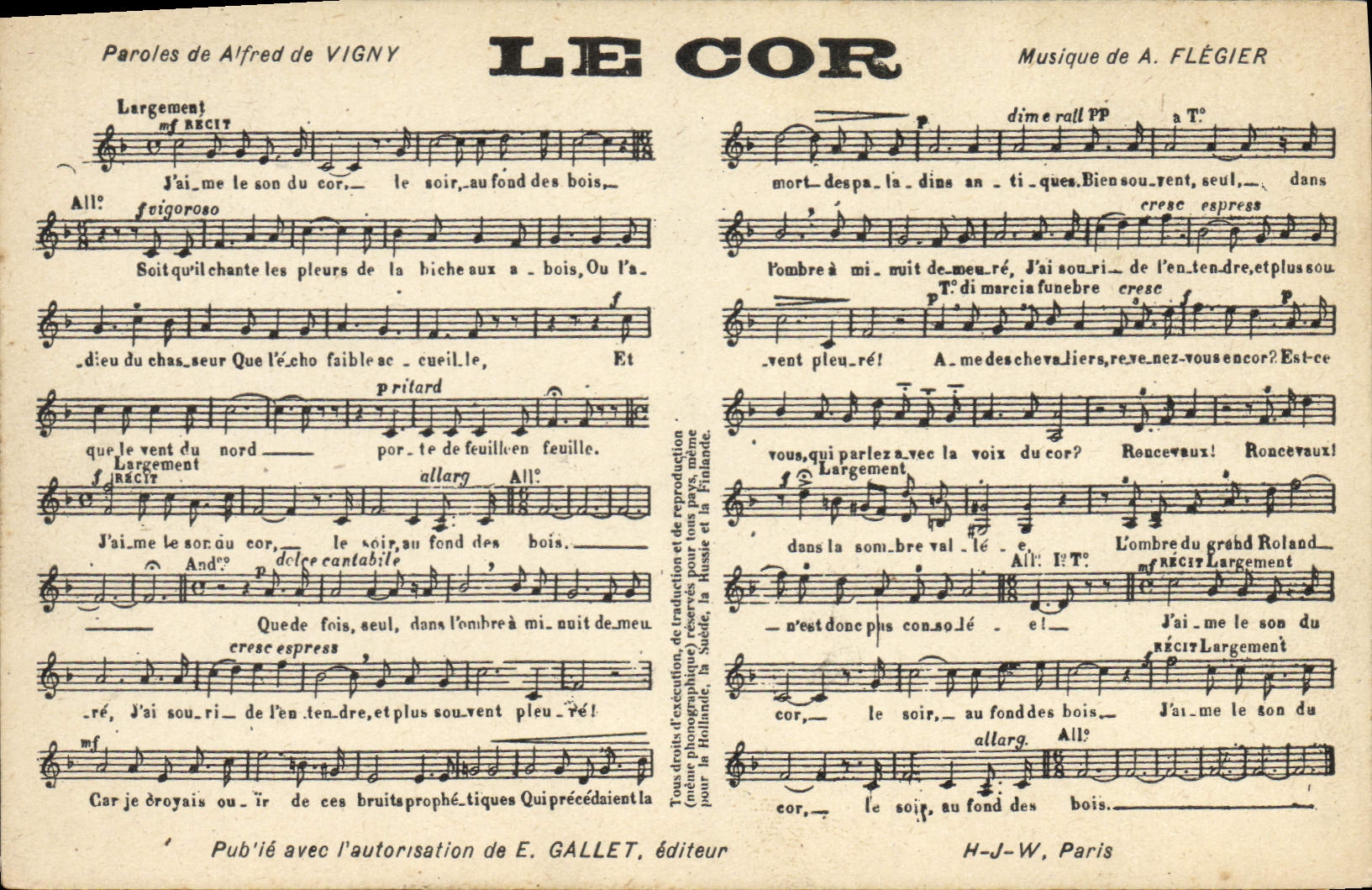 Vintage Postcard the Horn Flegier Alfred de Vigny