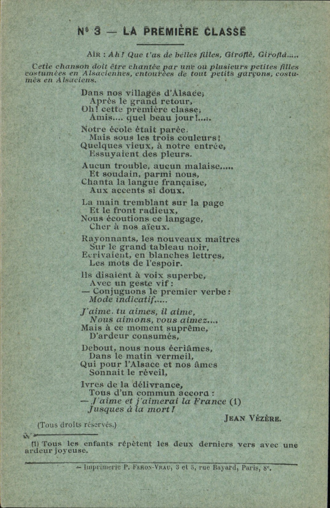 Vintage Postcard the first class Jean Vezere