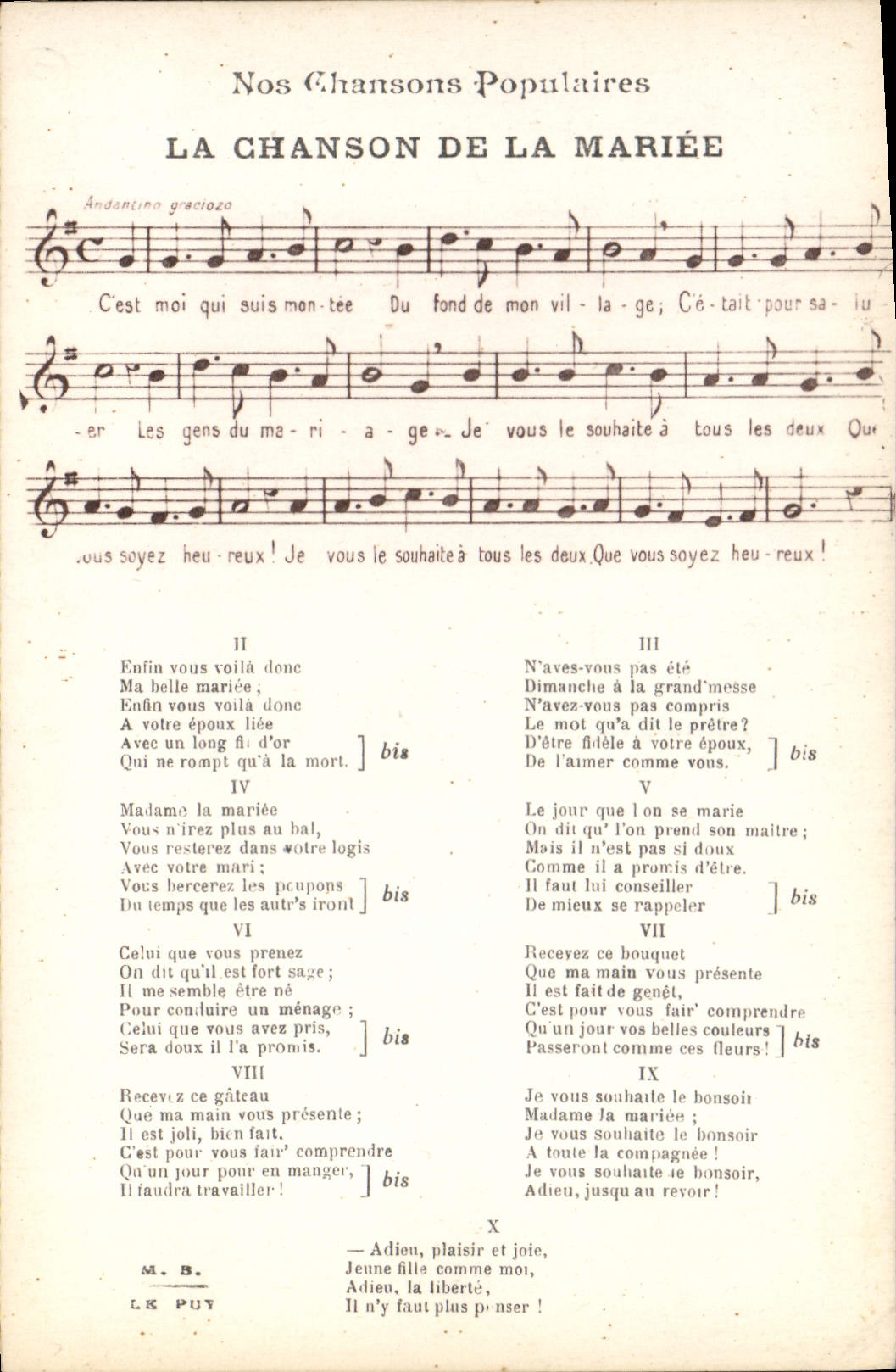CPA La chanson de la mariee 