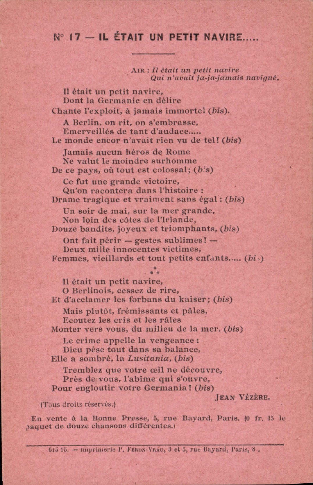 CPA Il etait un peut navire Jean Vezere 