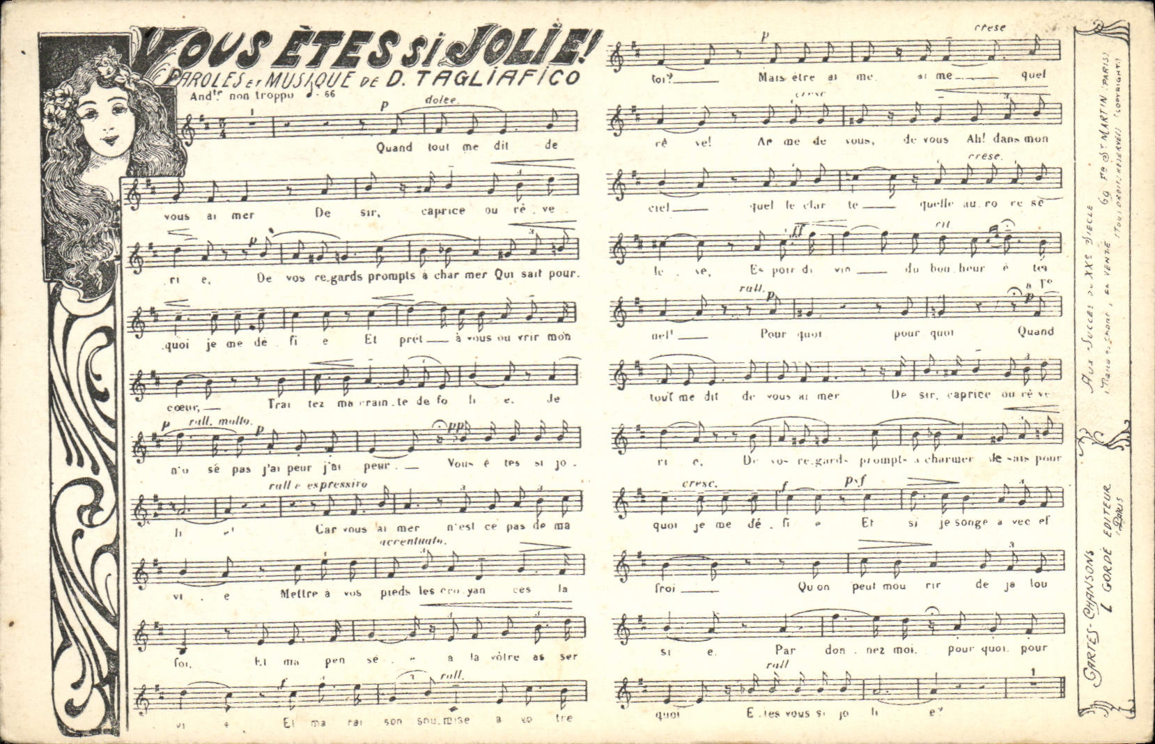 Vintage Postcard You are so pretty Tagliafico