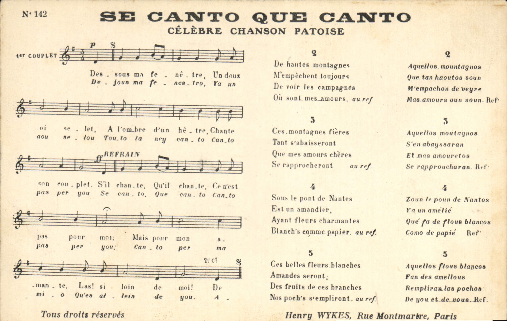 CPA Se Canto Que Canto Celebre chanson patoise