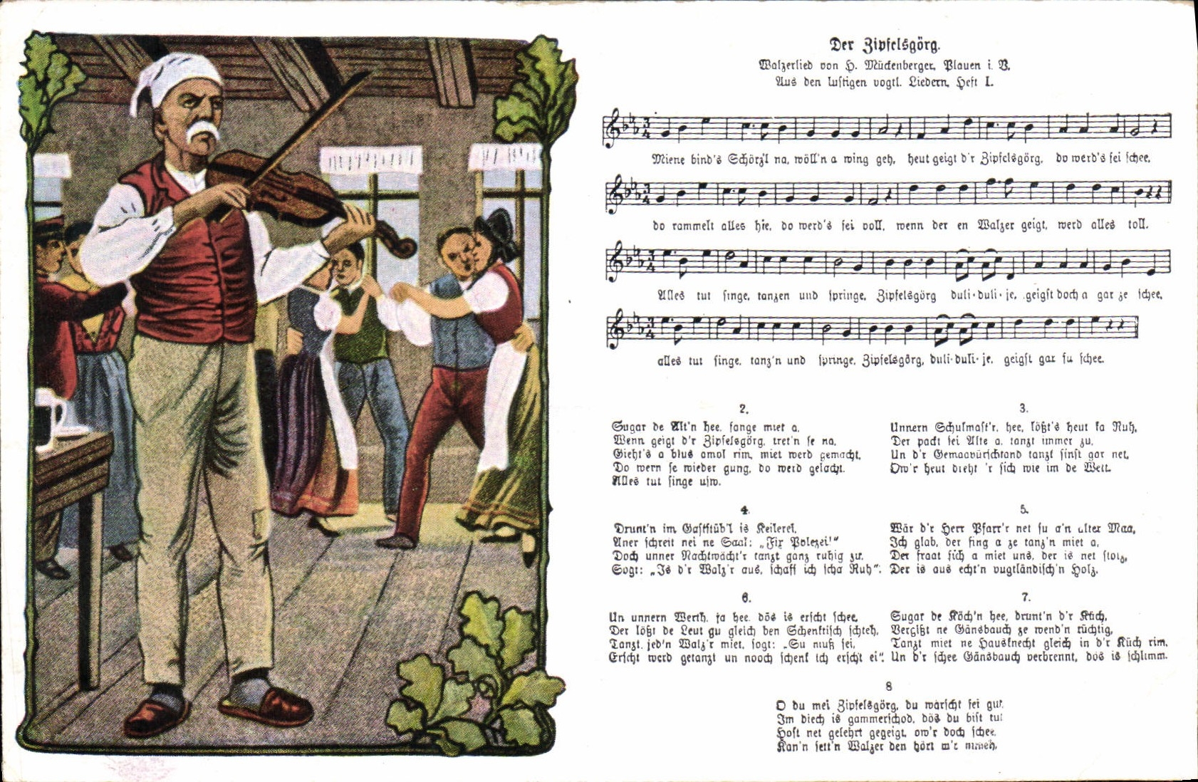 Vintage Postcard Germany Song