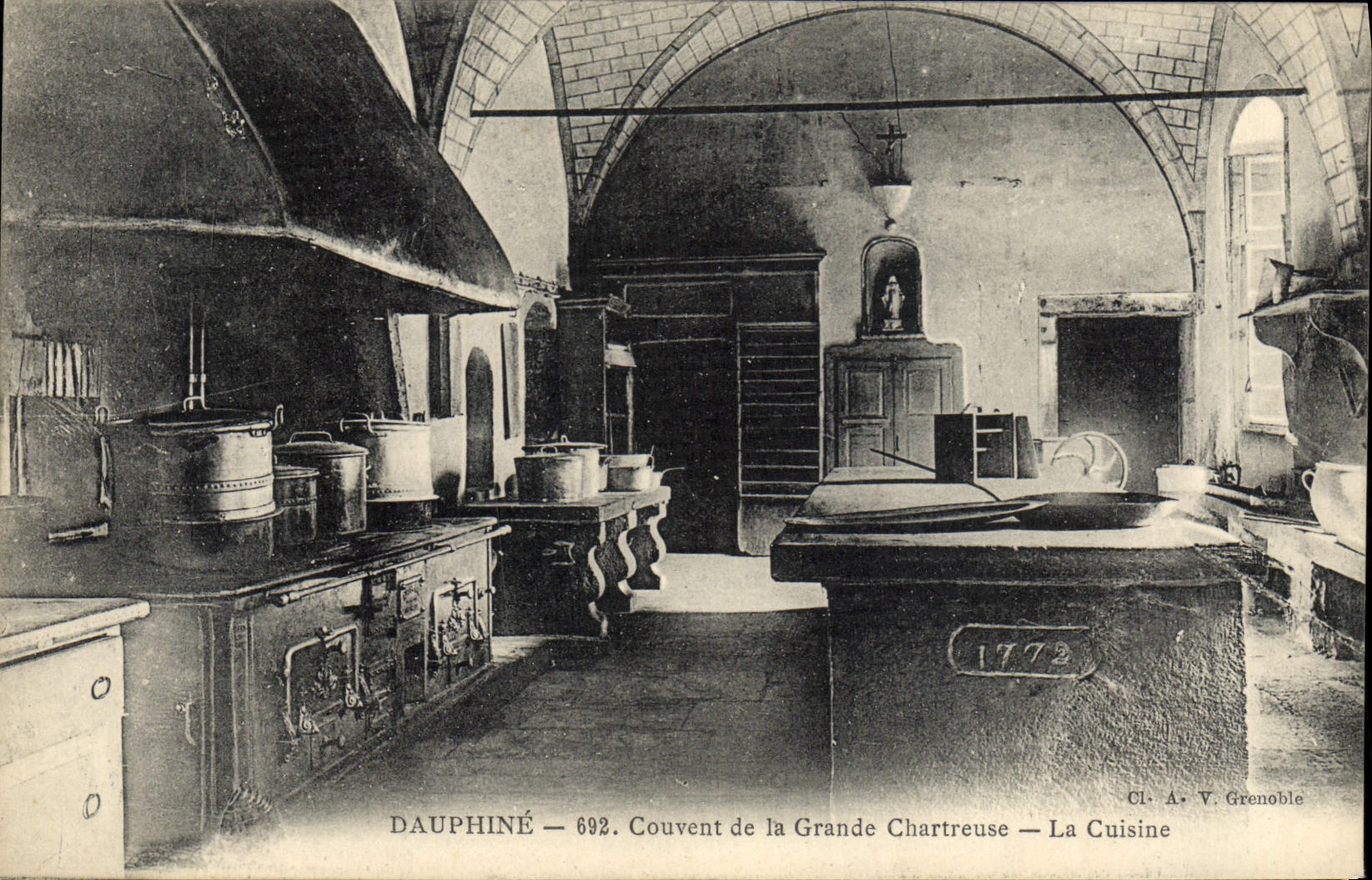 Vintage Postcard Cooks Dauphine Convent of the Large Charterhouse the kitchen