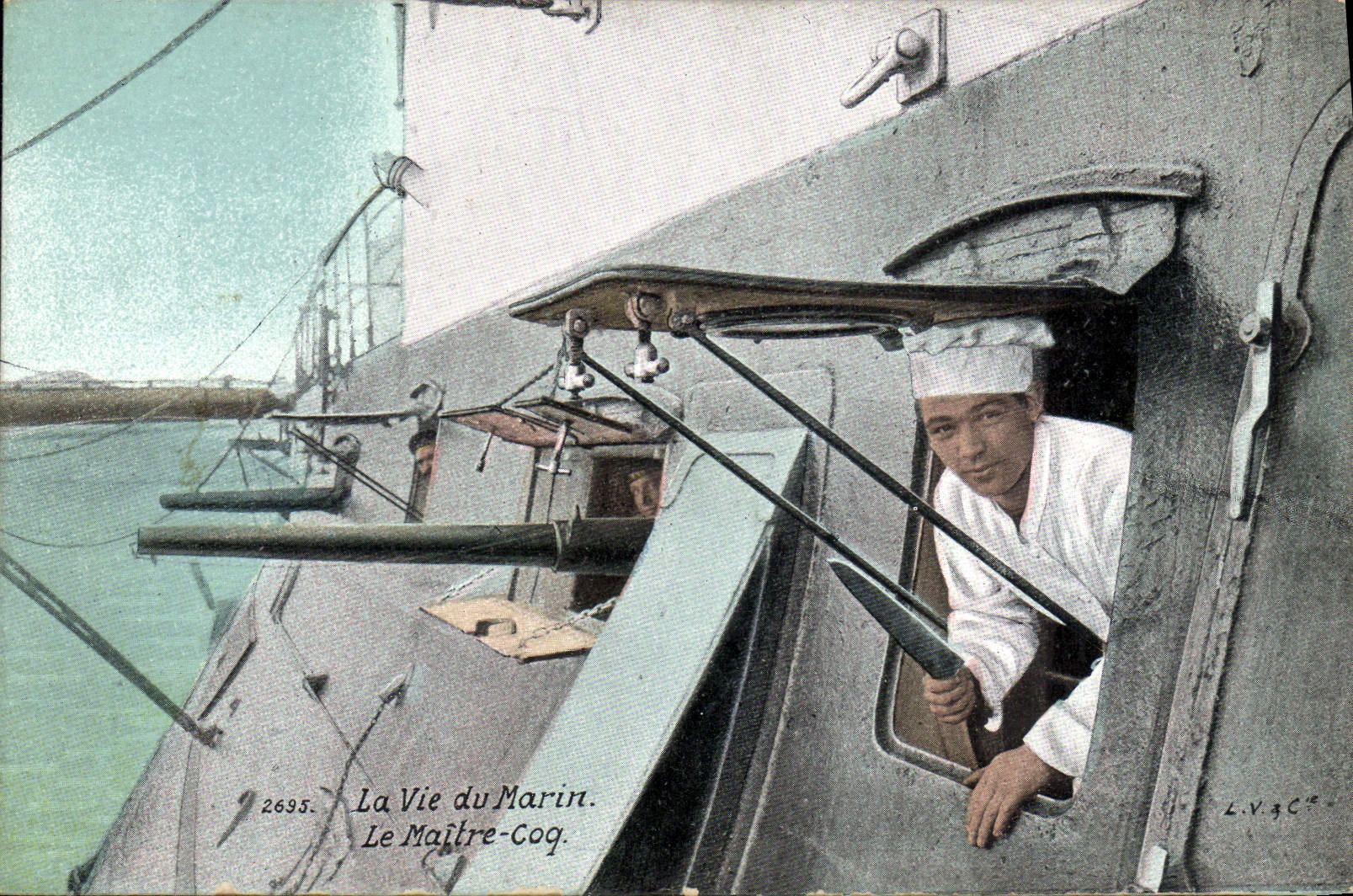 Postal cocina la vida del marinero el principal gallo