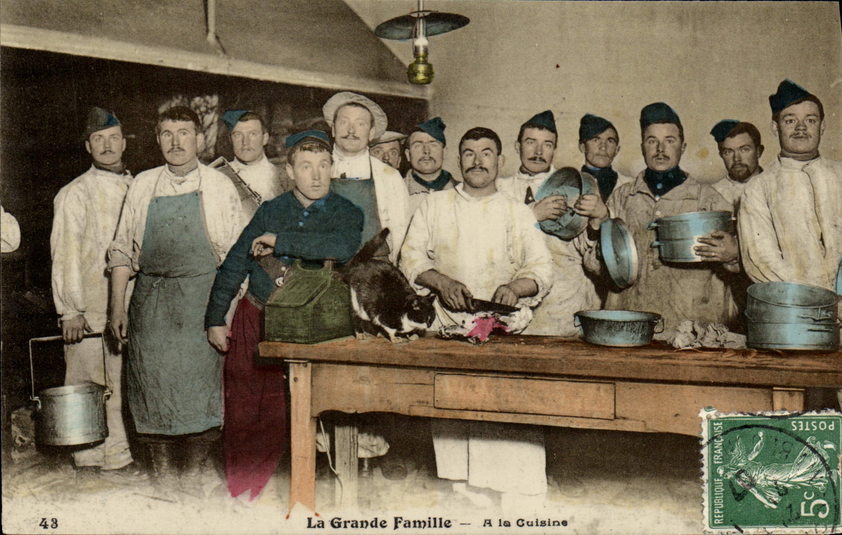 Vintage Postcard Cooks the large family With the kitchen
