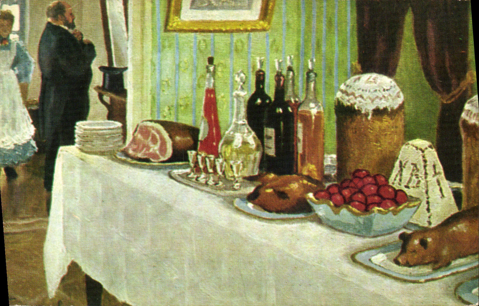 CPA Cuisine Germascheff Easter table