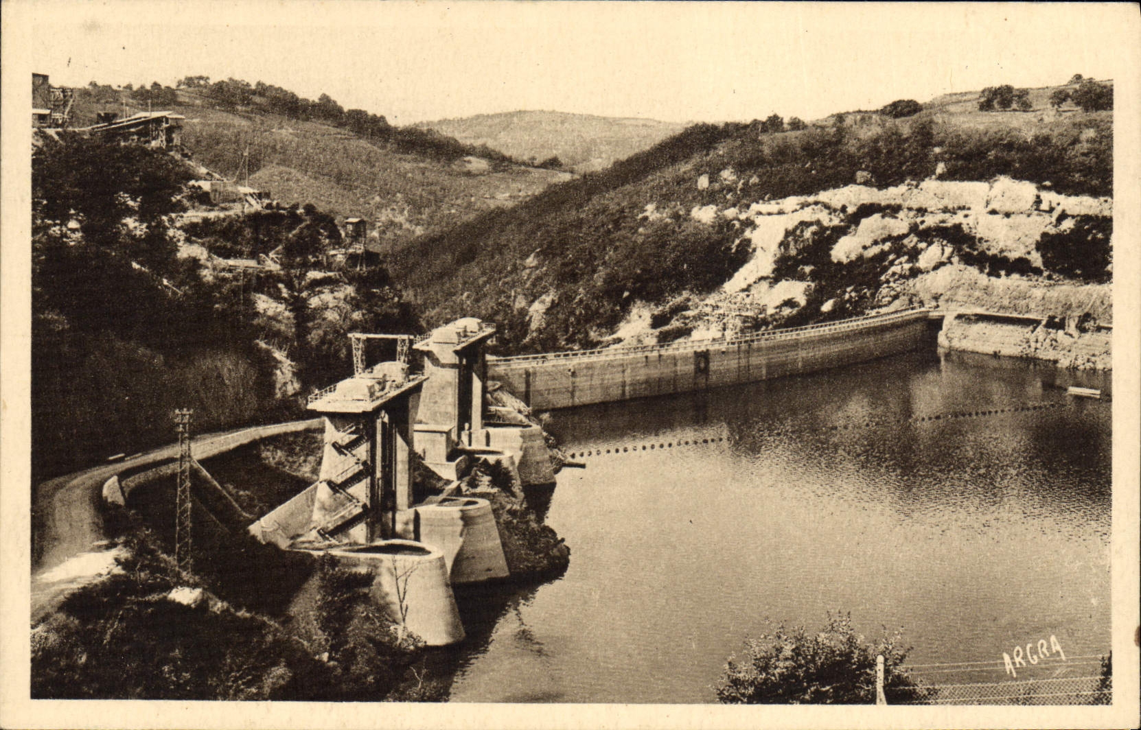 Vintage Postcard Electricity Valley of Truyere Dam Sarrans
