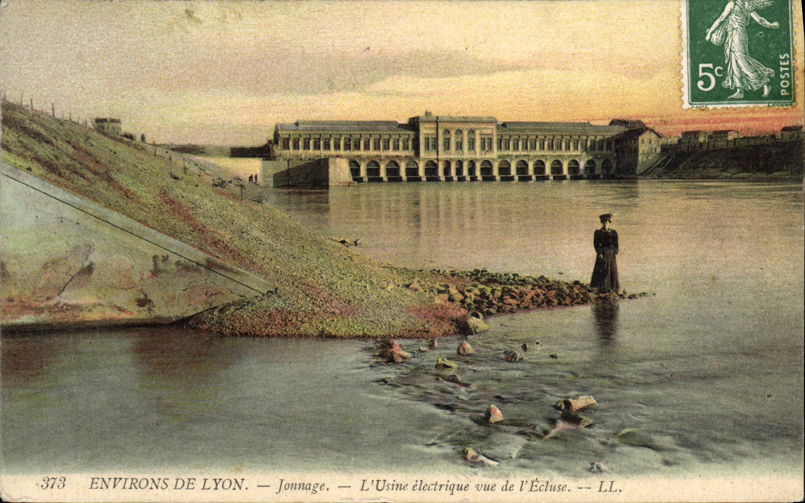 Vintage Postcard Electricity Surroundings of Lyon Jonnage the electric factory seen of the lock