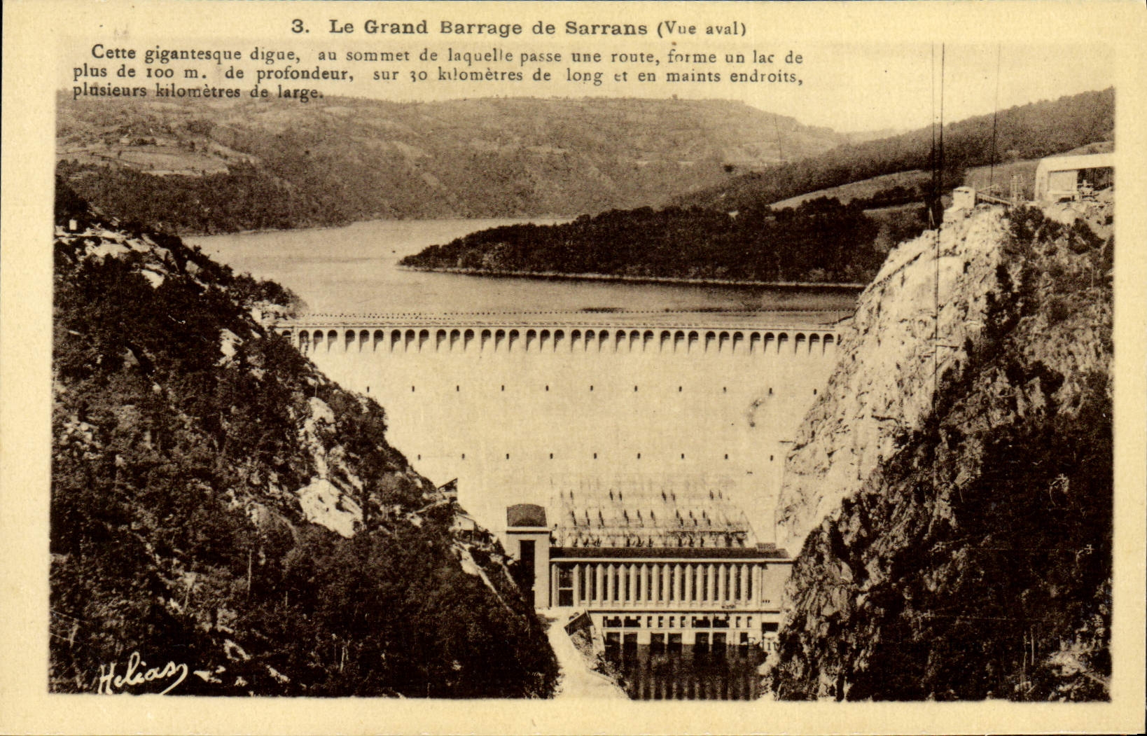 Vintage Postcard Electricity dam of Sarrans