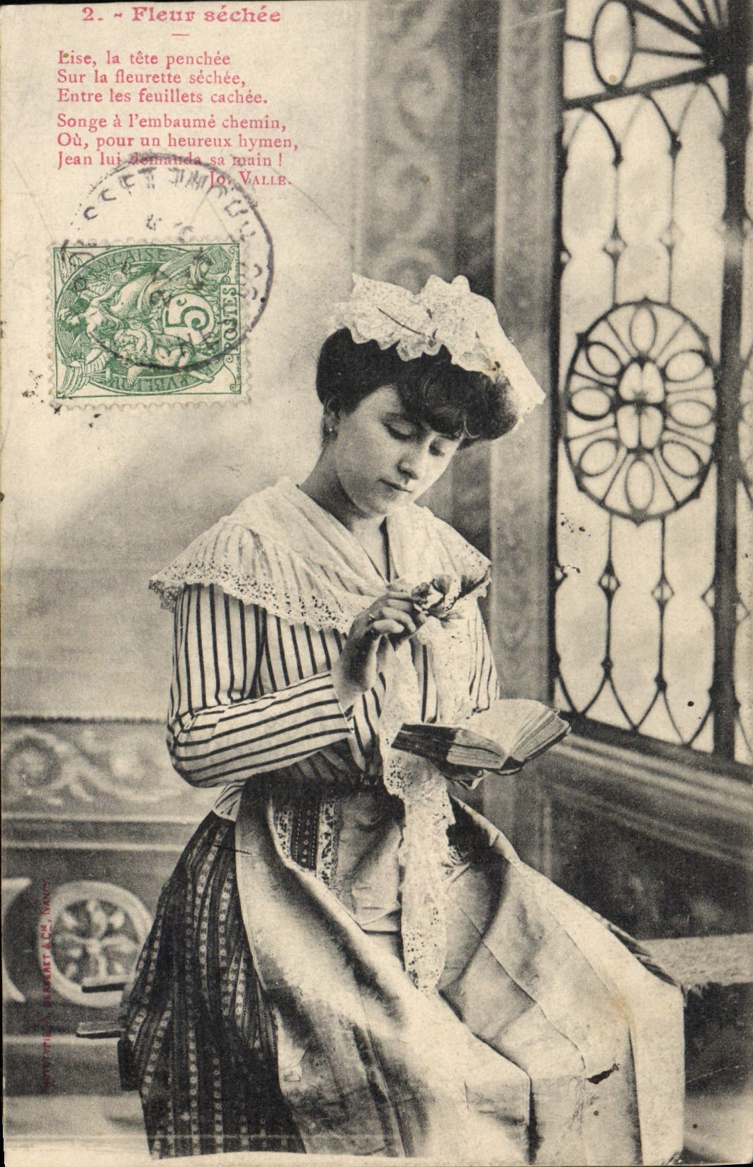 Vintage Postcard Fantasy Woman Fleur sechee