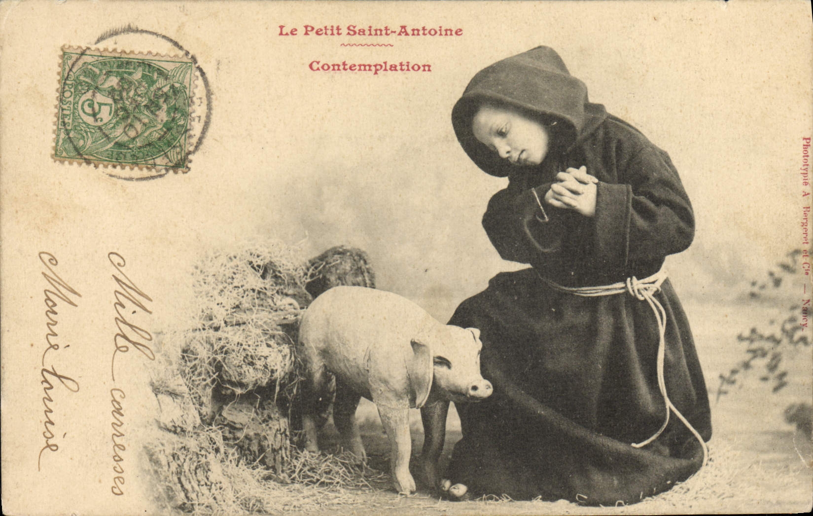 CPA Fantaisie Enfant Le petit Saint Antoine Contemplation