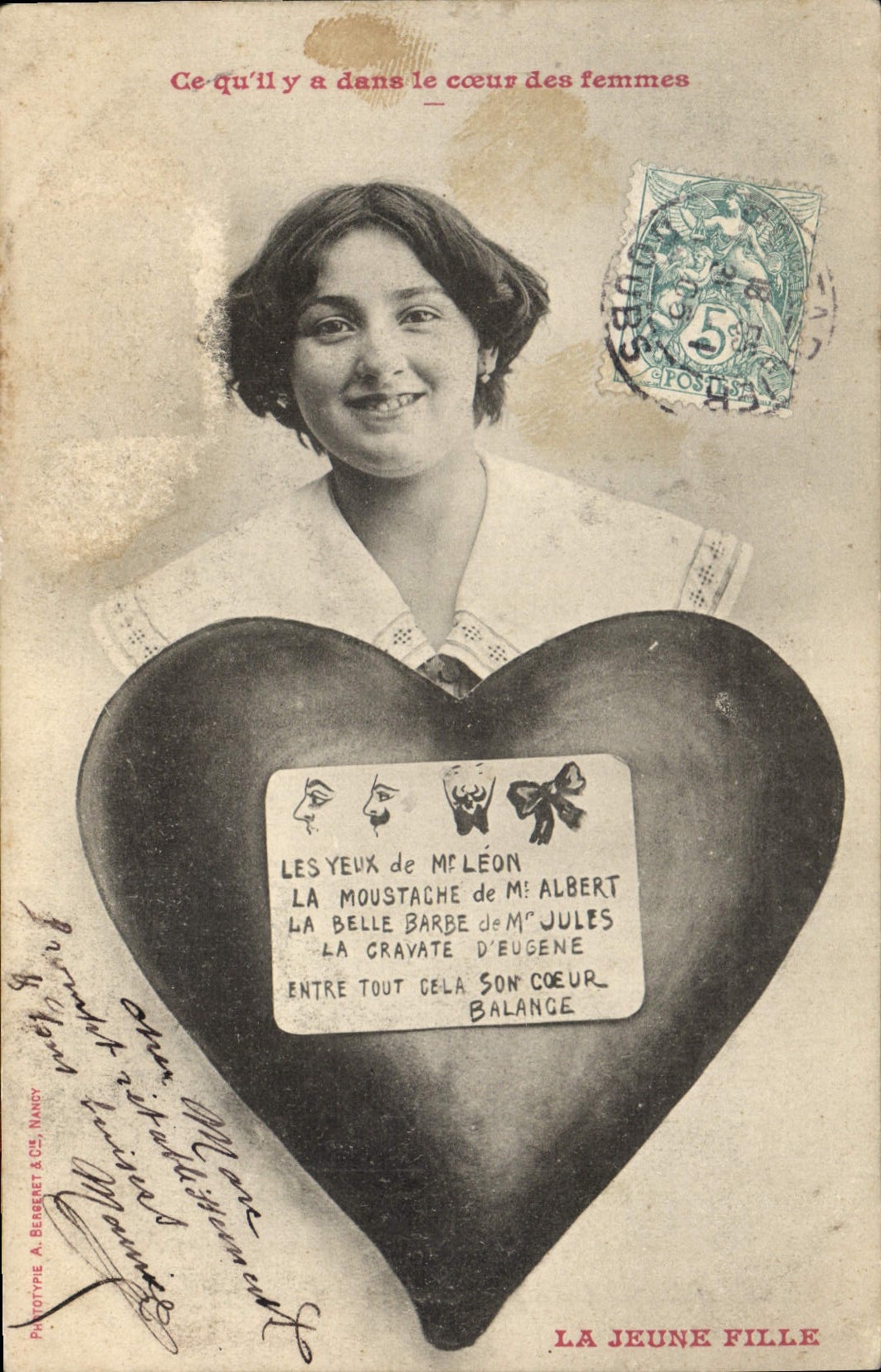 Vintage Postcard Fantasy Woman what there is in the heart of the women