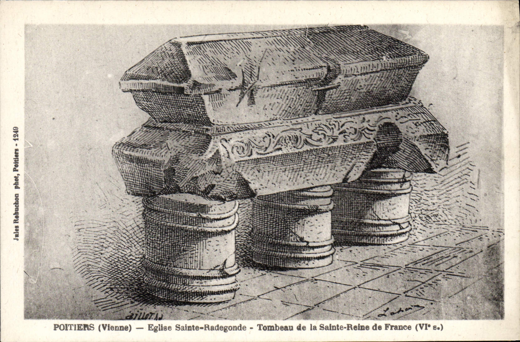 Vintage Postcard Poitiers Holy Church Radegonde Tomb of the Holy Queen of France