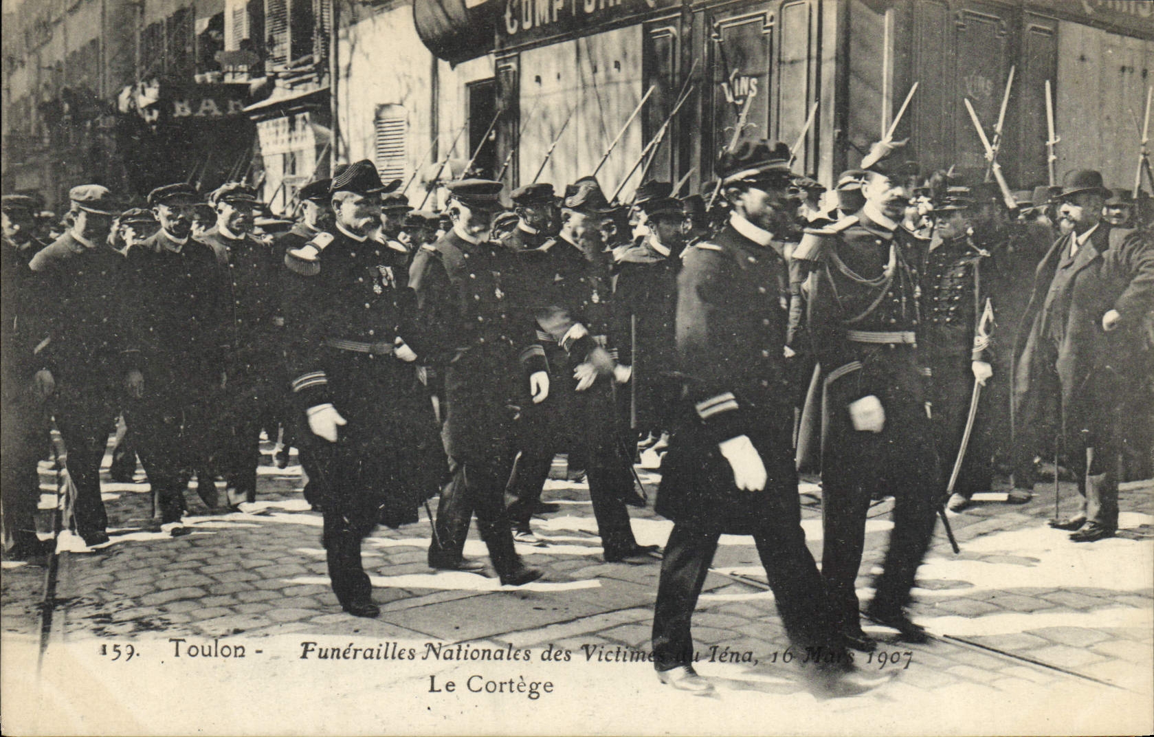 Vintage Postcard Toulon national Funeral of the victims of Iena the procession