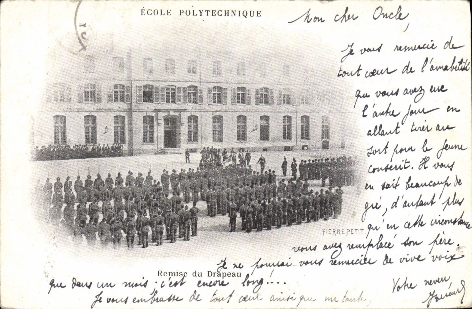 Vintage Postcard Militaria Polytechnic school Given of the flag