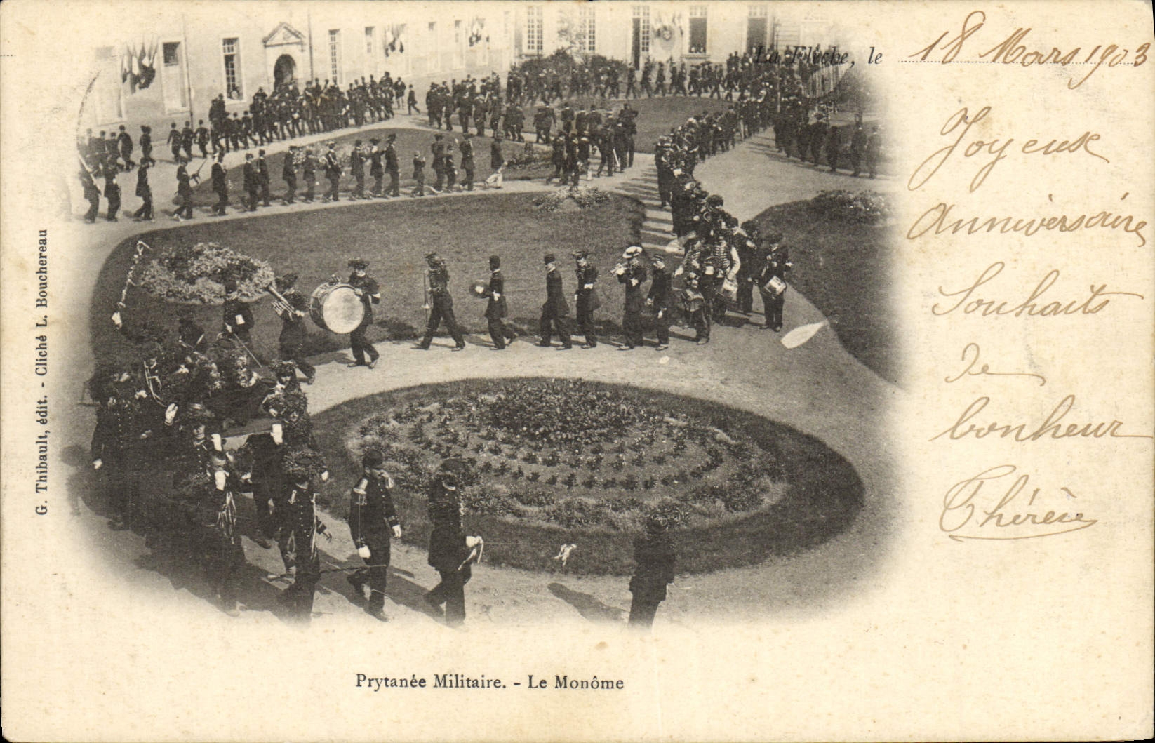 Vintage Postcard Militaria School Military academy Students' rag procession