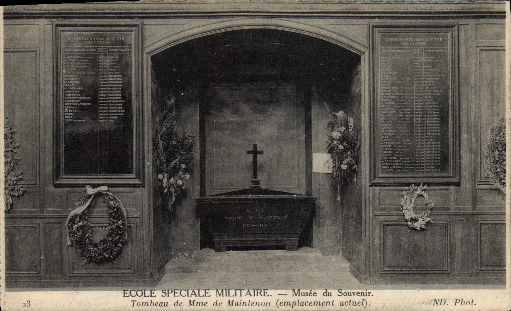 Vintage Postcard Militaria special School military Museum of the memory Tomb of Mrs. de Maintenon current Site